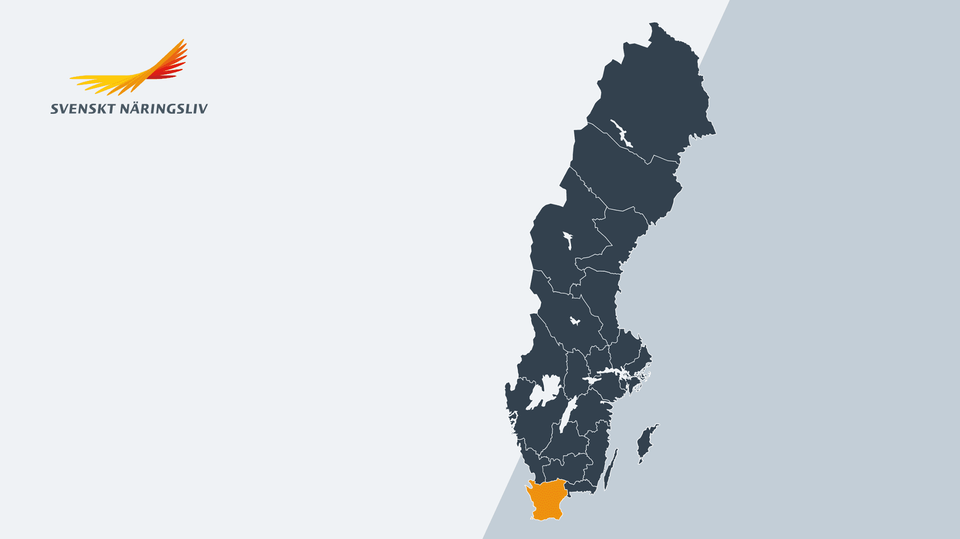 Sverigekarta med regionen Skåne markerad