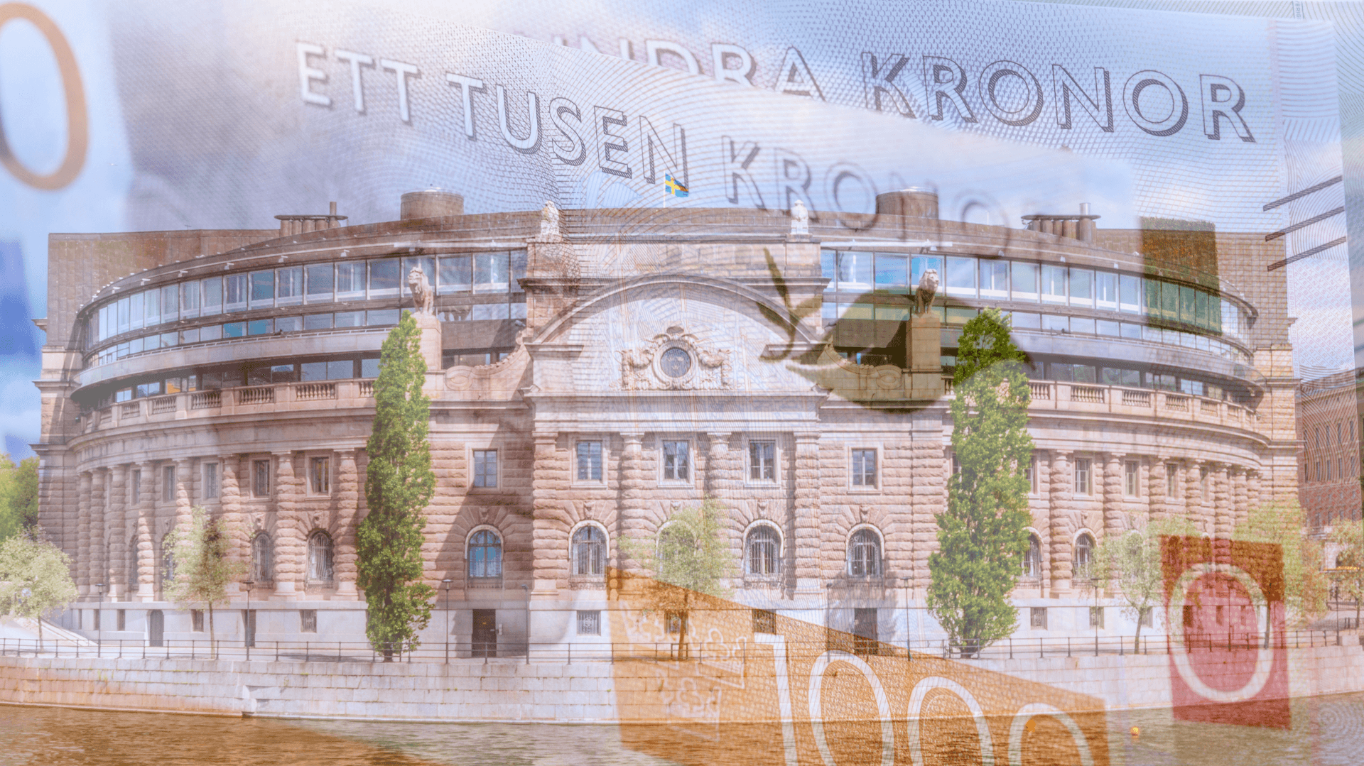 Riksdagen och kontanter collage