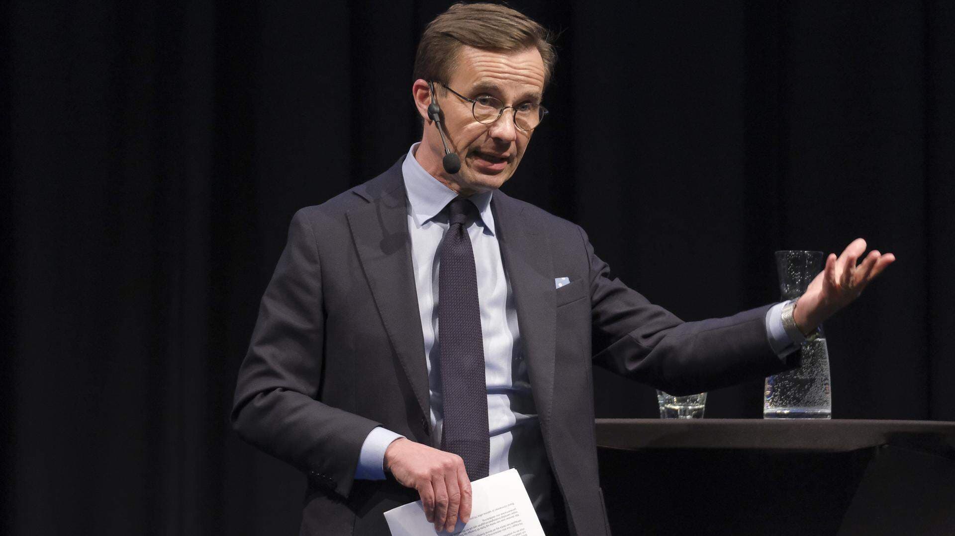Ulf Kristersson, partiledare för Moderaterna, talar på Företagardagarna.