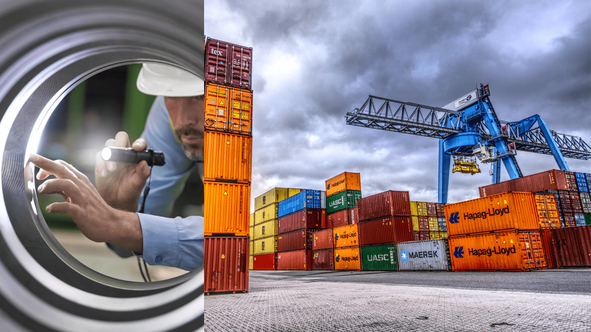 Containerhamn och industriarbetare