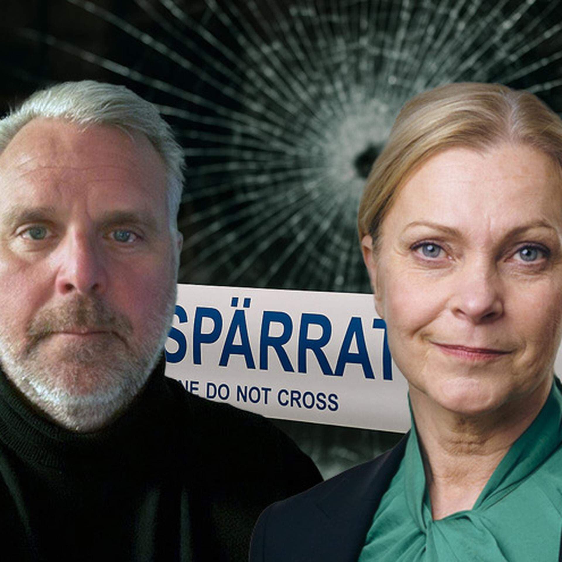 Stean Fredriksson, Lena Nitz framför bild med polistejp