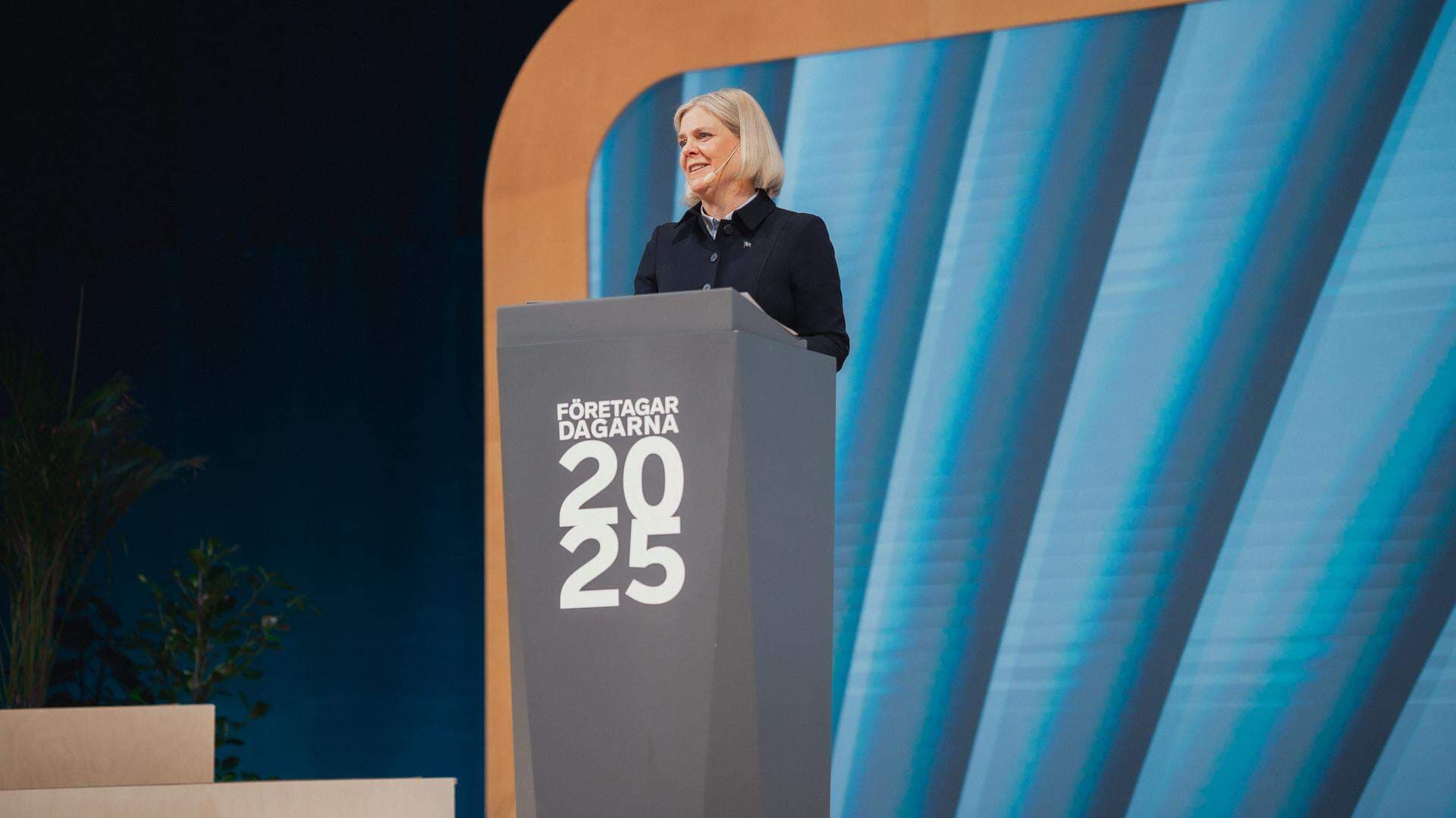 Magdalena Andersson, partiledare (S) på plats under Företagardagarna 2025.