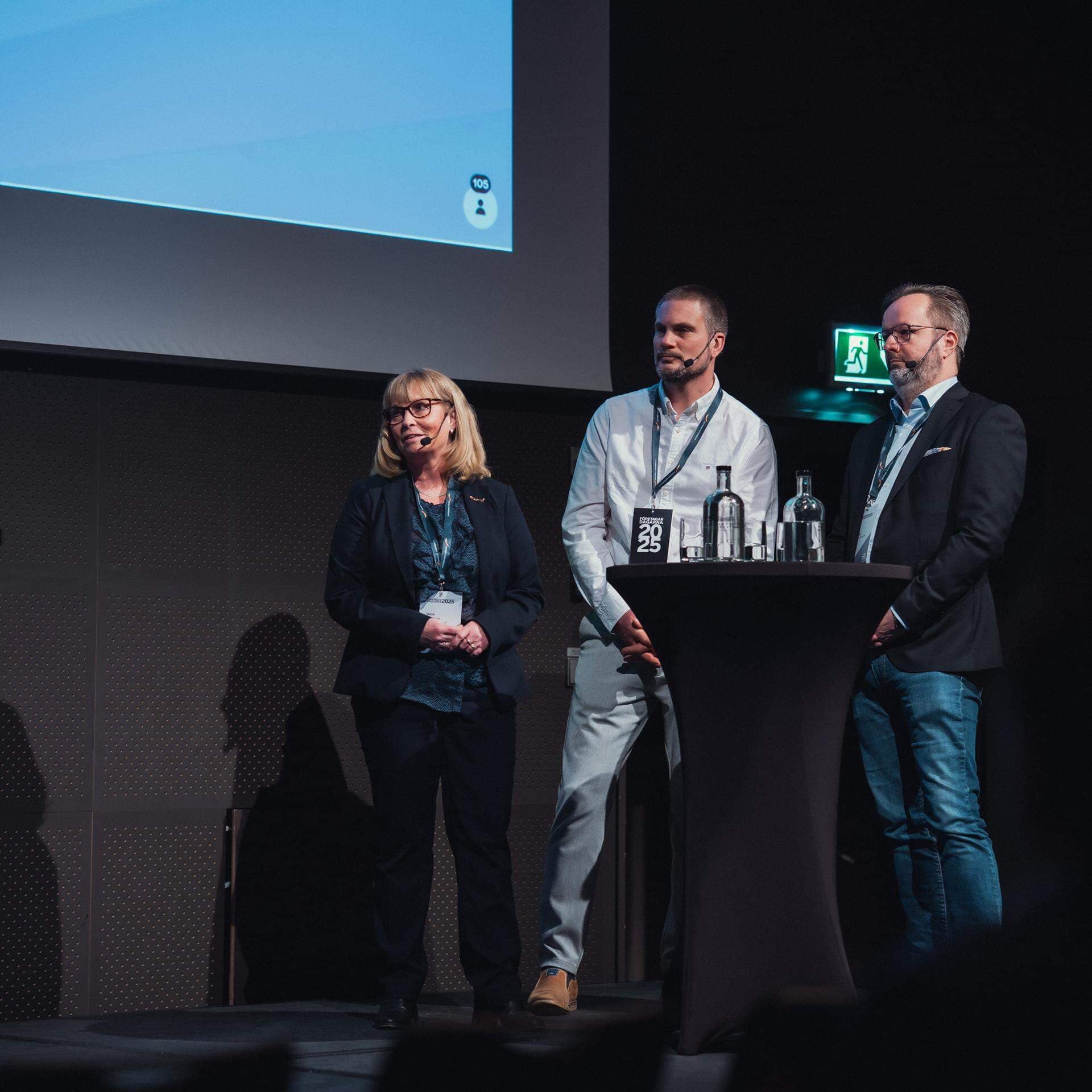 Marie Svensson, vd på Tjeders industri, Håkan Nilsson, delägare i Skogsentreprenad AB Bröderna Nilsson, Ola Linde, vd på Hjort Conveyor.