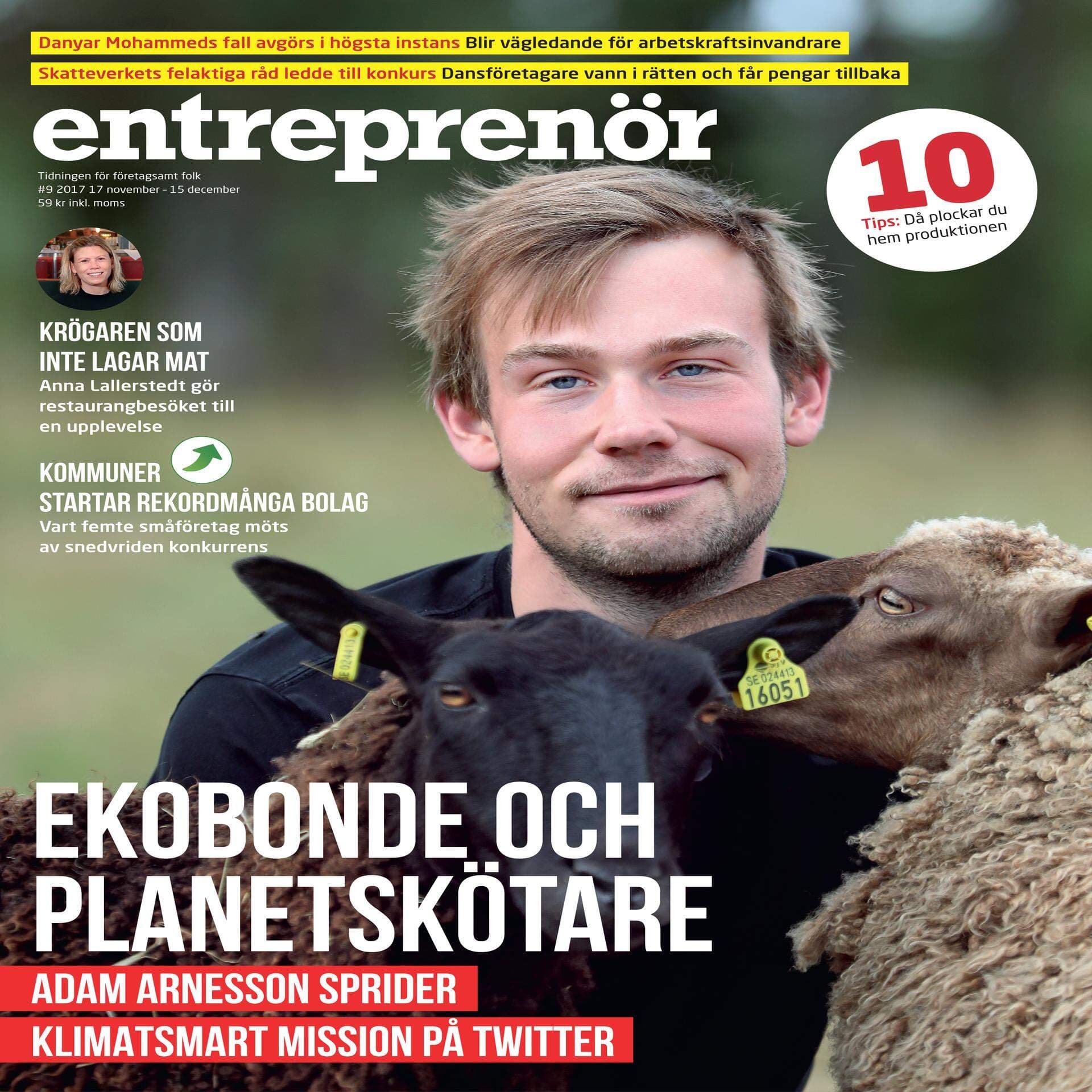 Omslag tidningen Entreprenör nr. 9 2017
