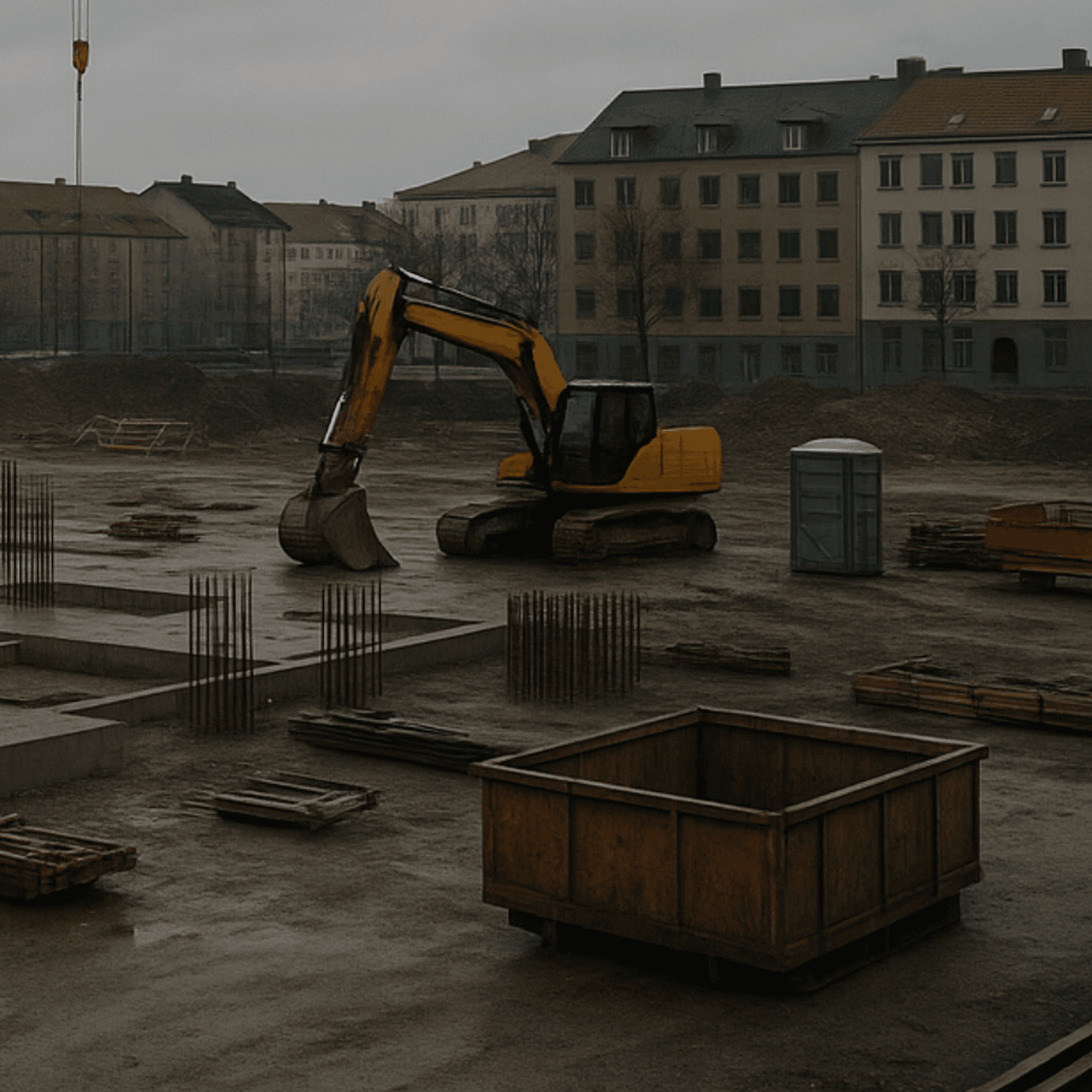 Tom lokal och tom byggarbetsplats