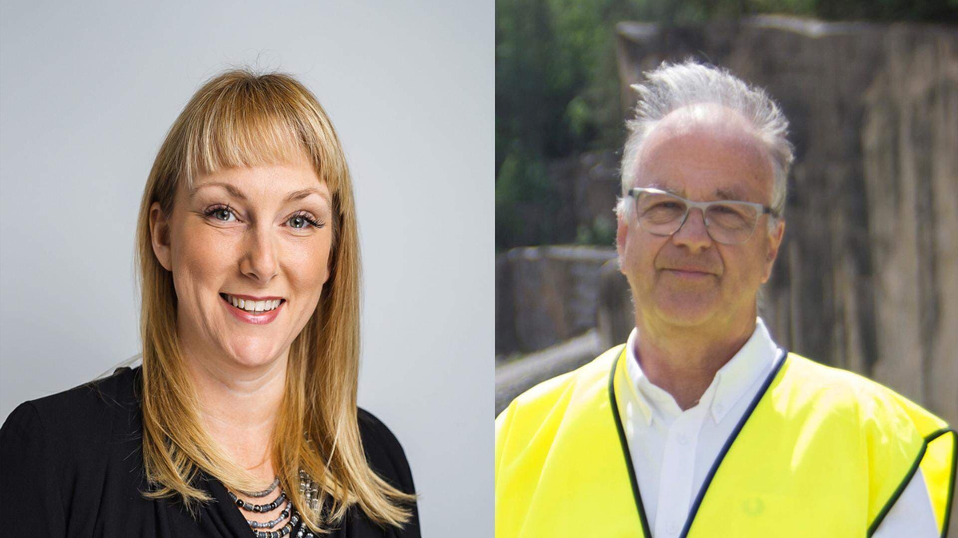 Emma Dehmer Unevik på Stockholms Städsystem AB och Rolf Lundmark, ägare till Naturstenskompaniet.