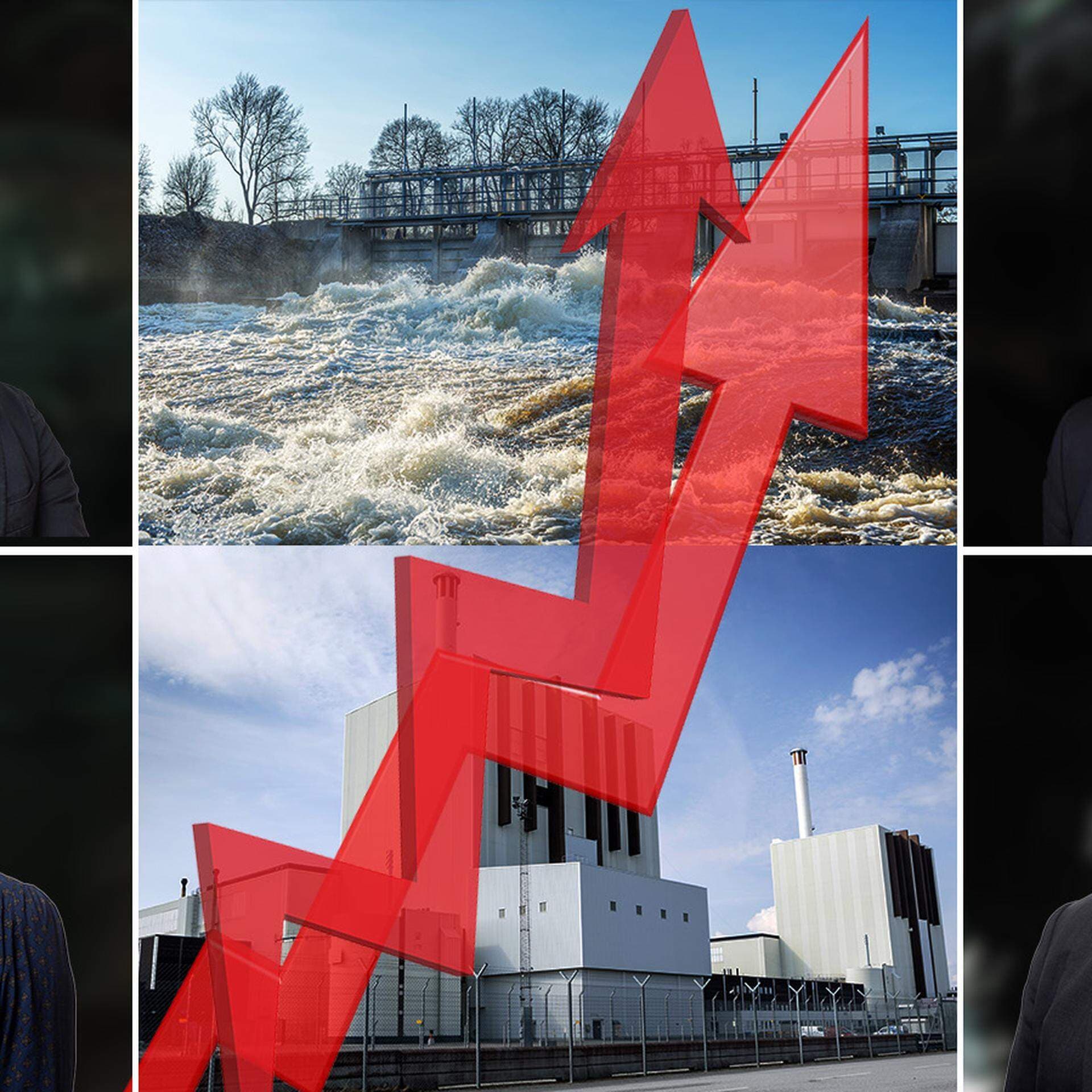 Erik Bengtzboe från Skattebetalarna, Erik Thornström från Energiföretagen samt Katarina Bartels och Robert Lönn från Svenskt Näringsliv kommenterar skatteökningarna som väntas leda till högre elpriser.