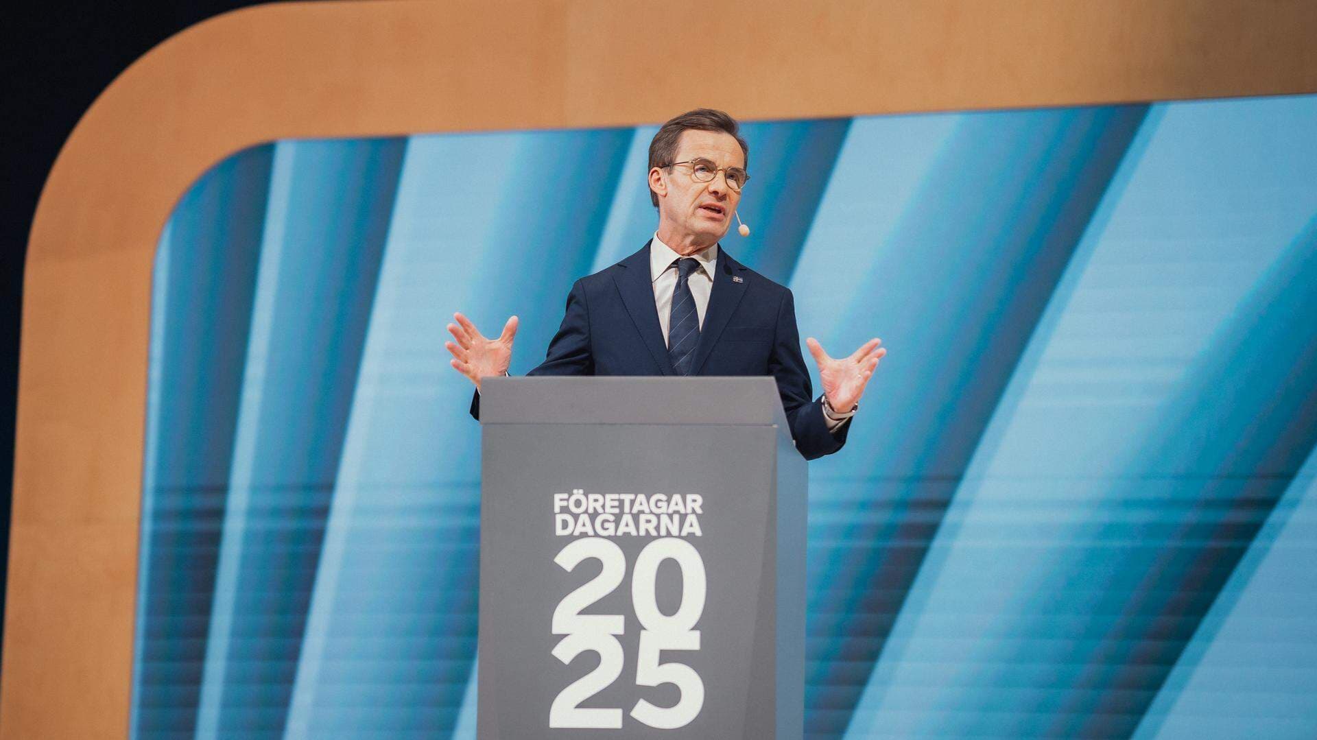 Statsminister Ulf Kristersson (M) på plats under Företagardagarna 2025.