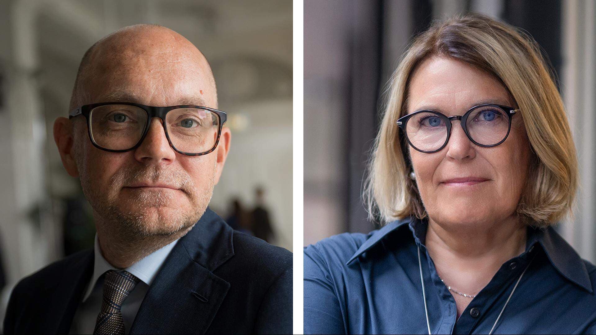 Arbetsmarknadsminister Johan Britz (L) , Svenskt Näringslivs vice vd Karin Johansson.
