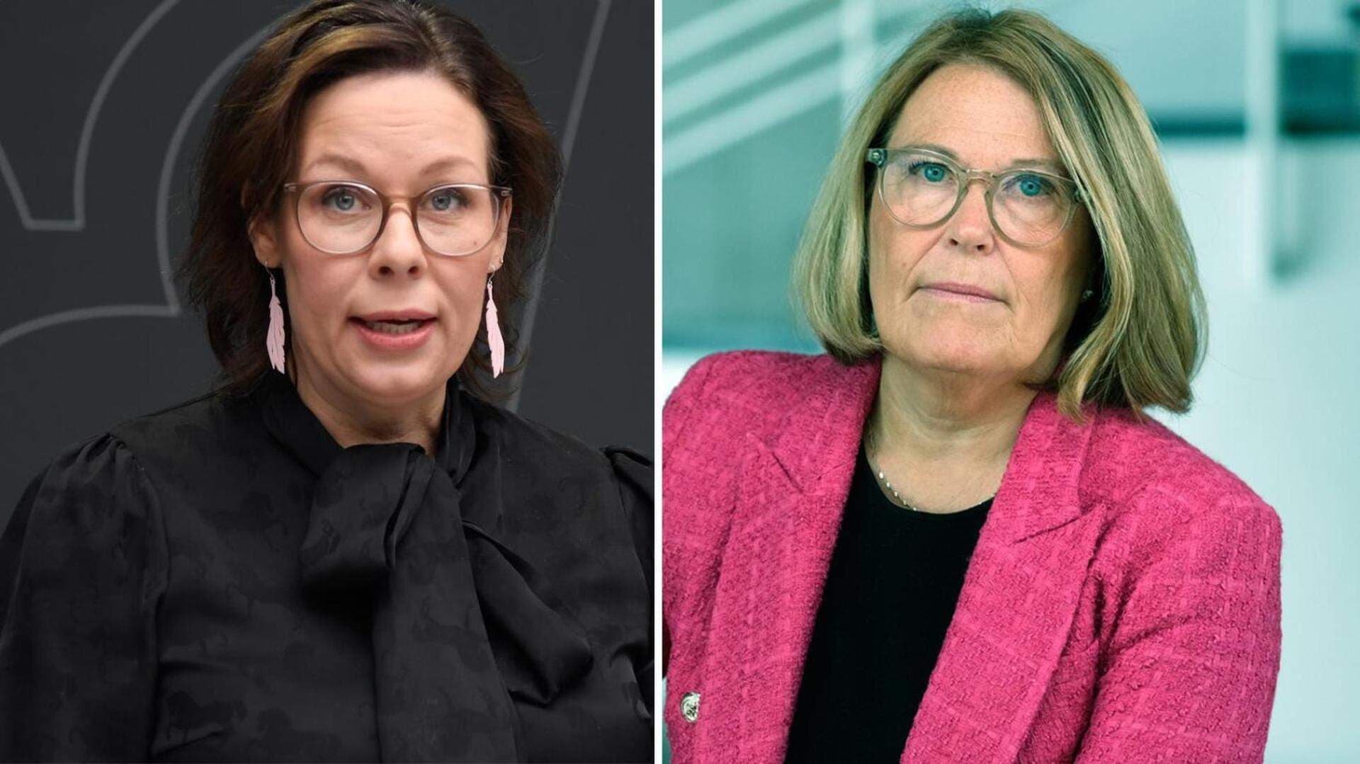 Migrationsminister Maria Malmer Stenergard och Svenskt Näringslivs vice vd Karin Johansson