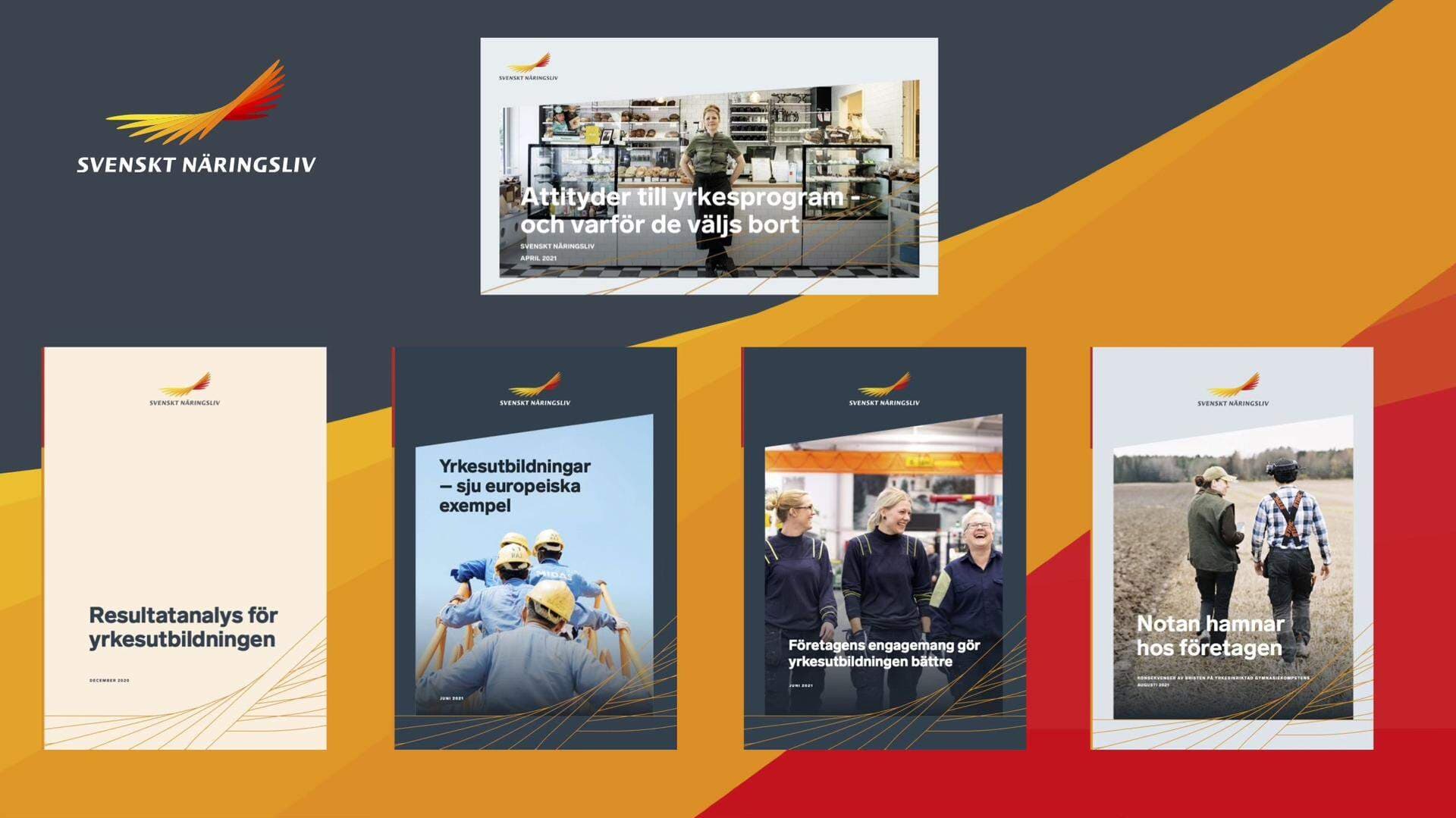 Bild på rapporterna från projektet ”Framtidens Yrkesutbildning”