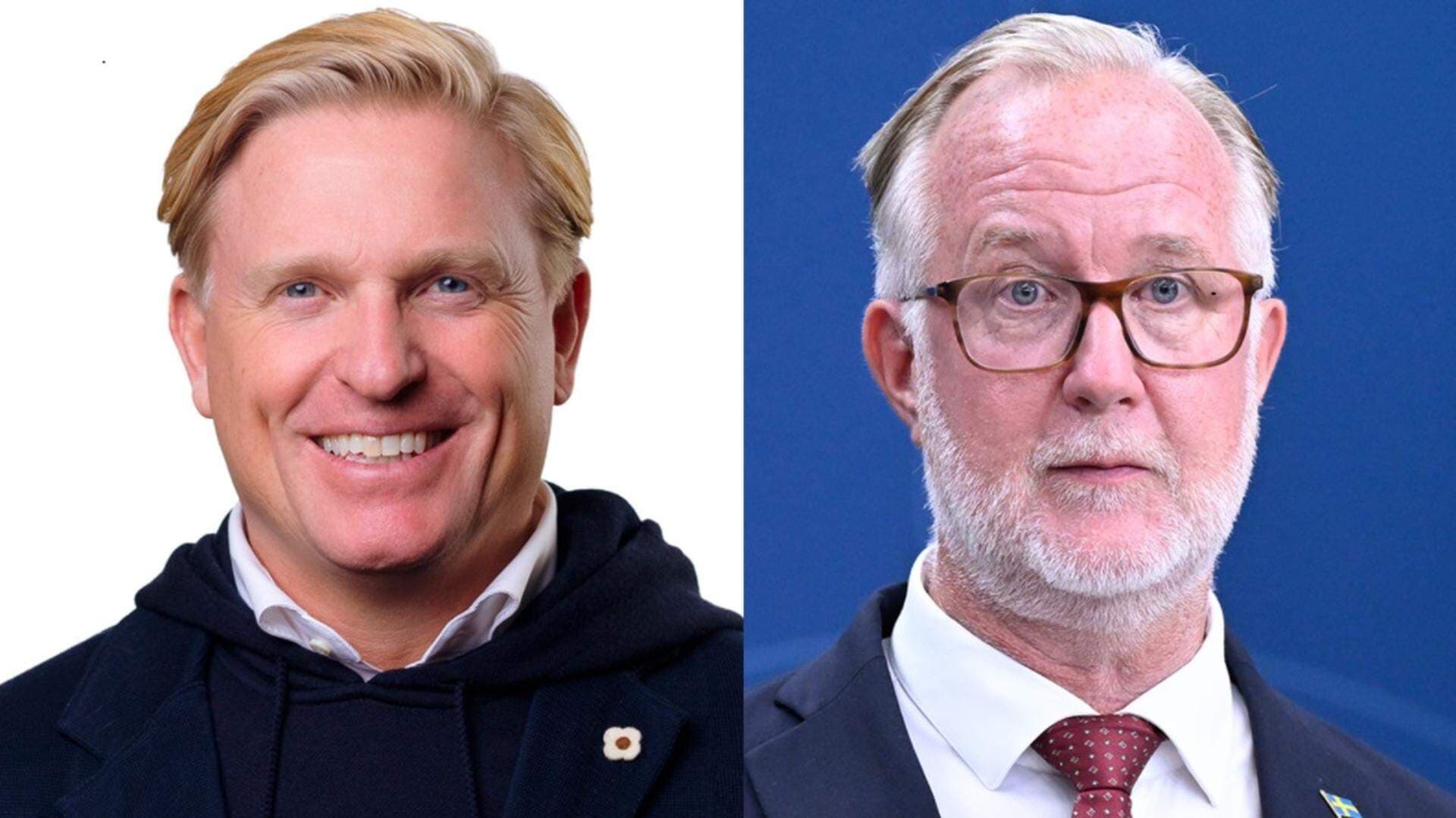 Gustav Blix, policyexpert grundskola Svenskt Näringsliv, och utbildningsminister Johan Persson.