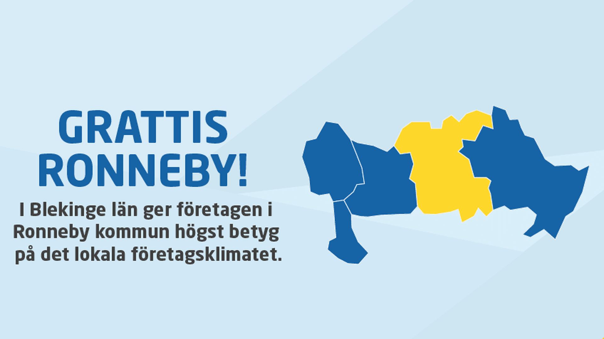 Karta över länet med Ronneby gulmarkerat
