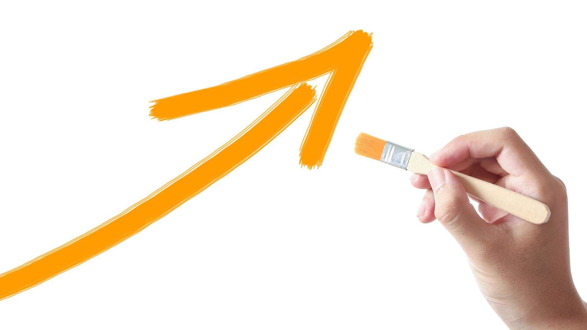 orange pil som målas uppåt