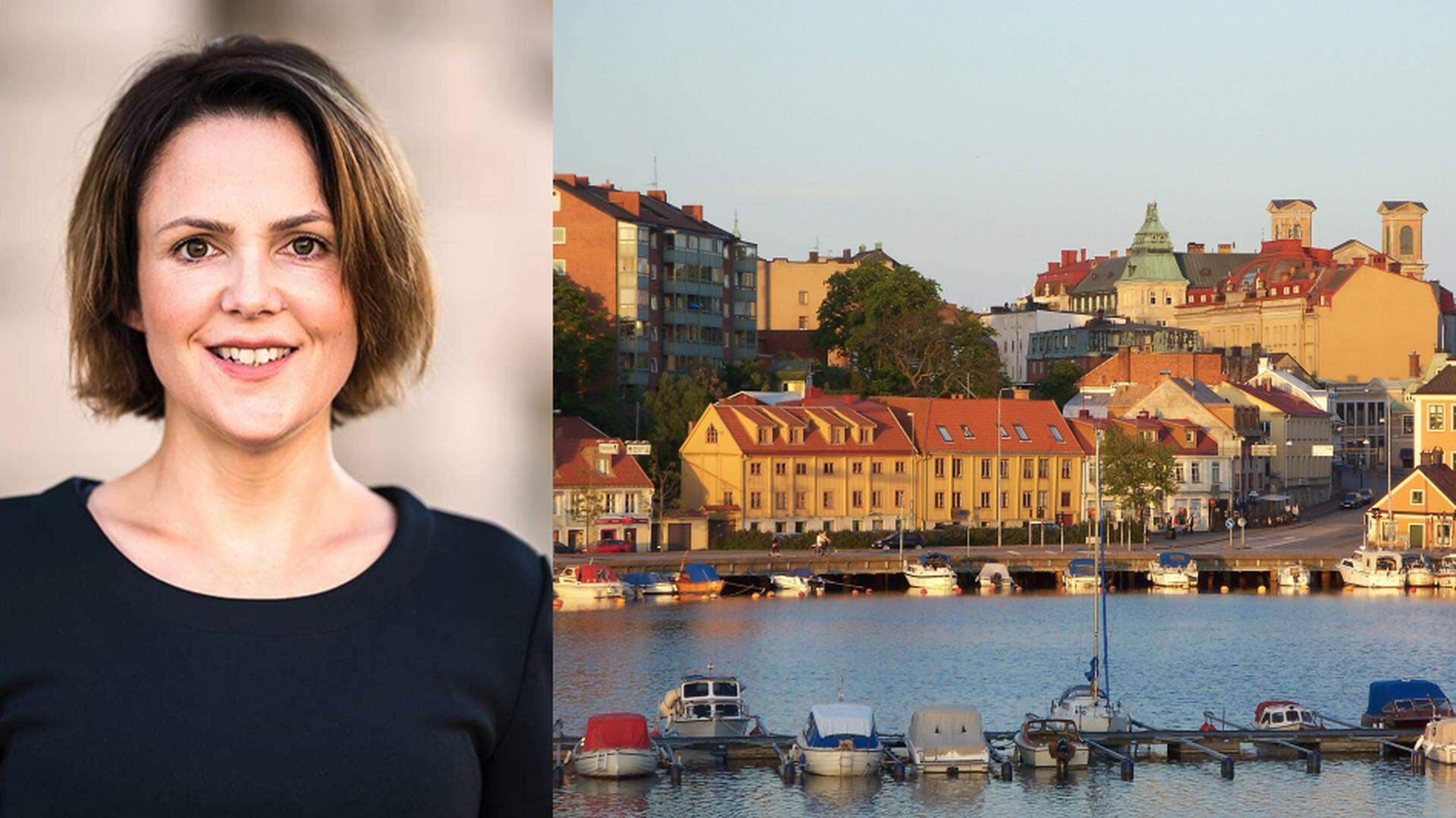 Sandra Bizzozero i kollage med vy från Karlskrona