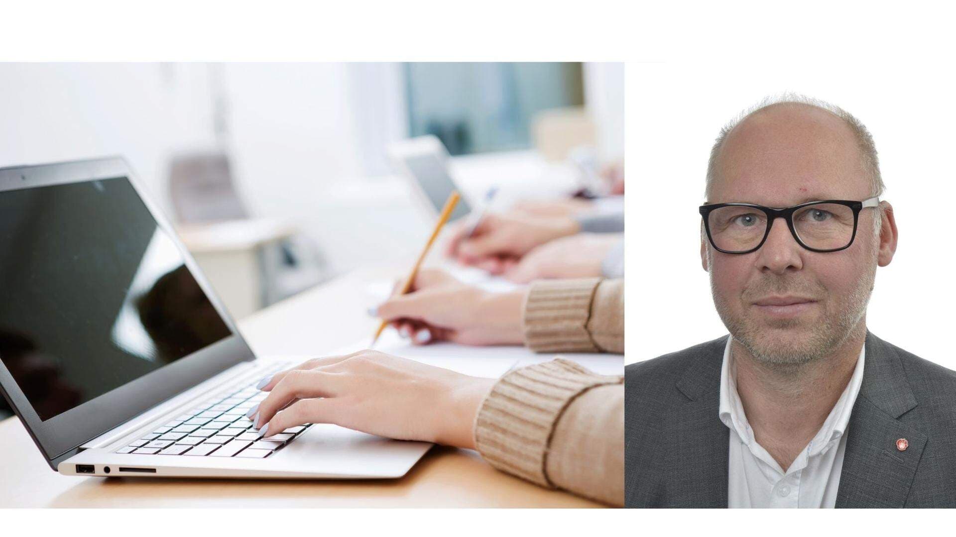 Collage studenter och Patrik Engström