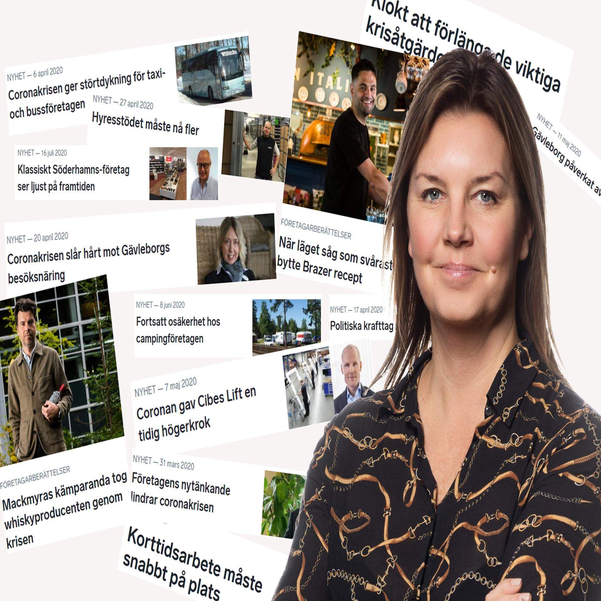 Porträtt på Lotta Petterson samt ett urval av årets rubriker