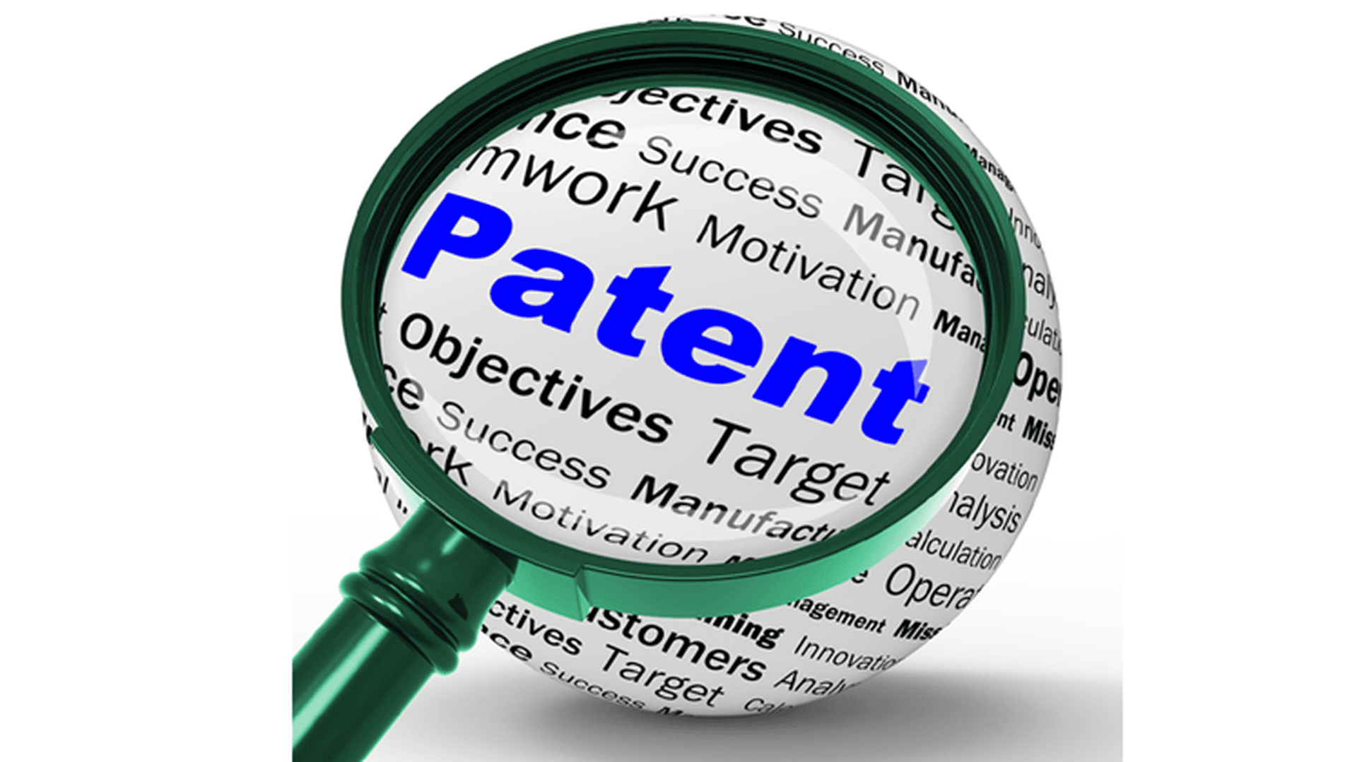 Förstoringsglas som visar ordet patent
