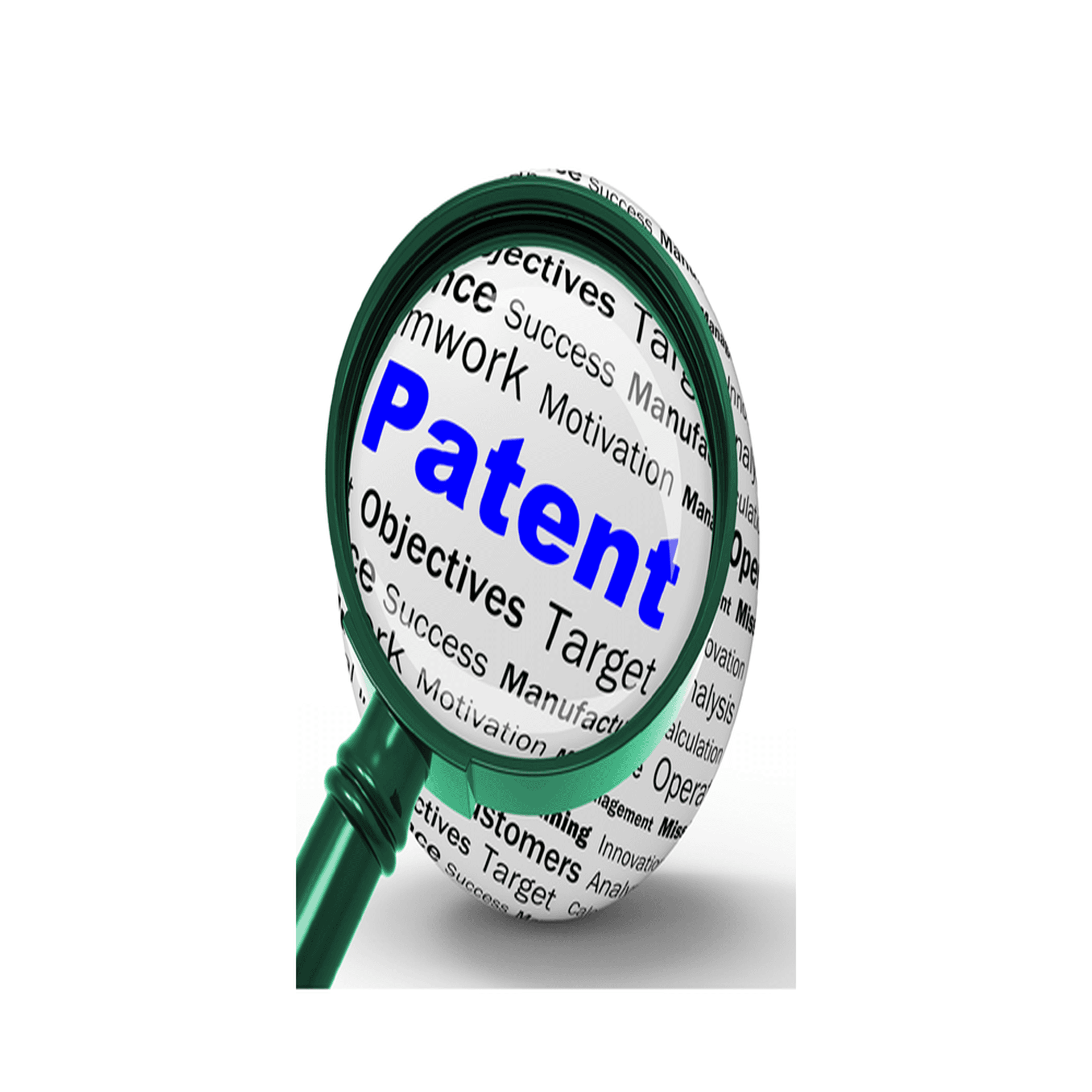 Förstoringsglas som visar ordet patent