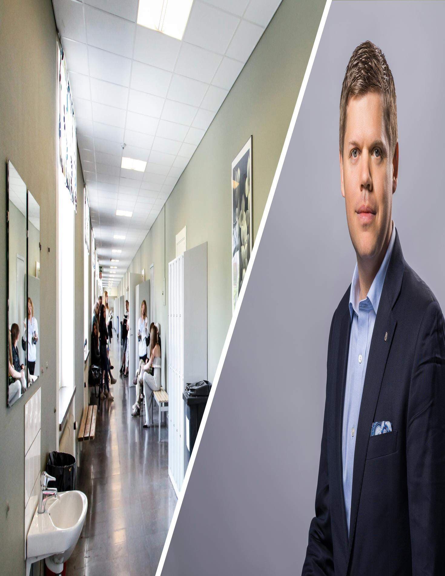 skolkorridor och Johan Olsson