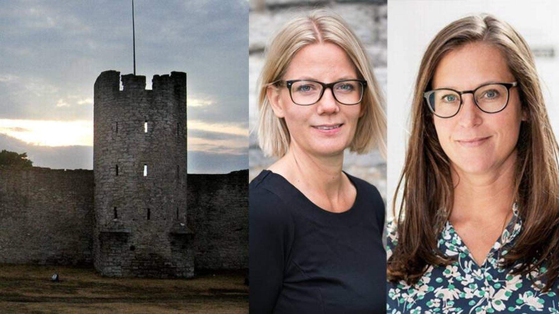 Visby ringmur samt porträtta av Menette von Schulman och Frida Ganshed