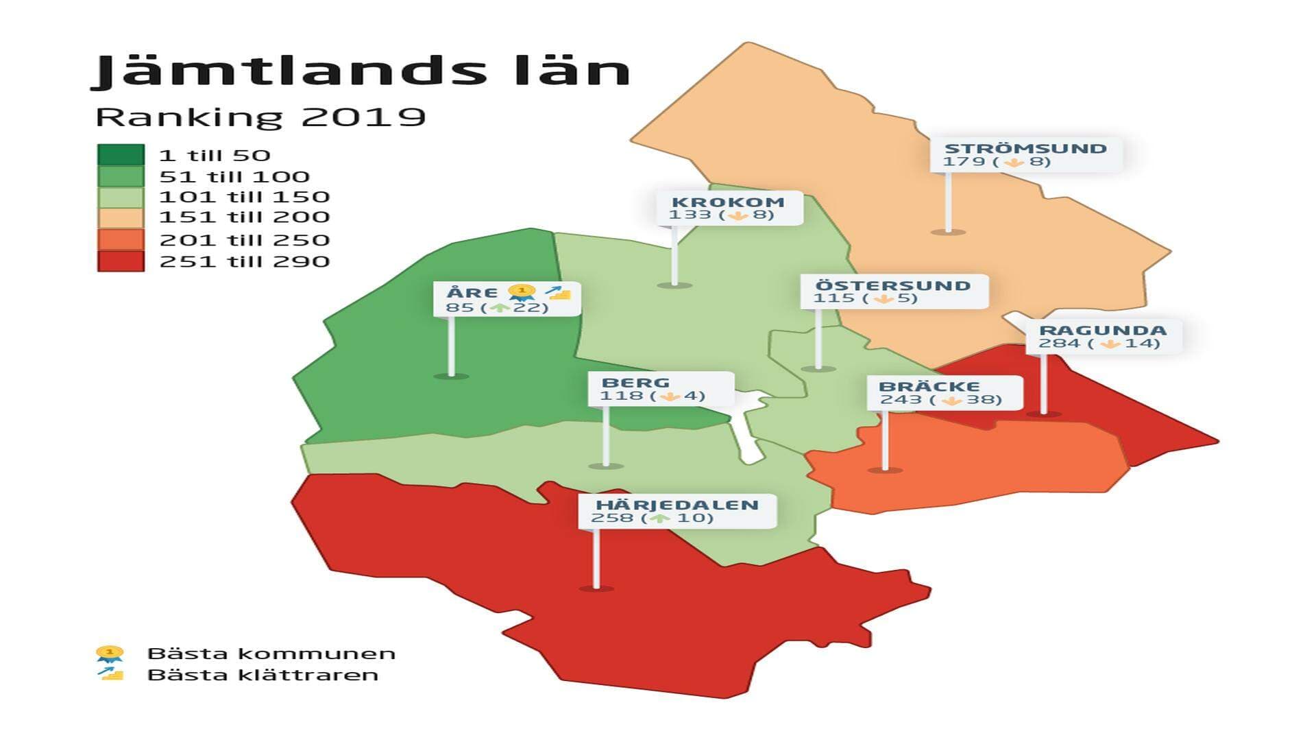 Karta Ranking 2019 - Jämtlands län