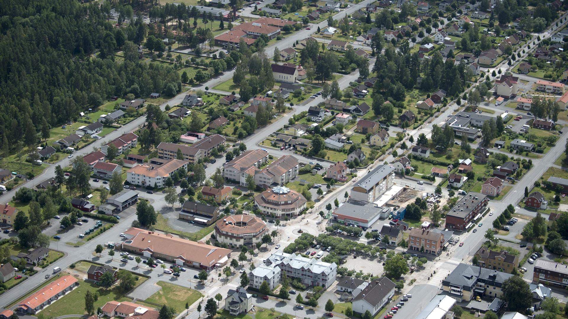 Flygbild Aneby centrum