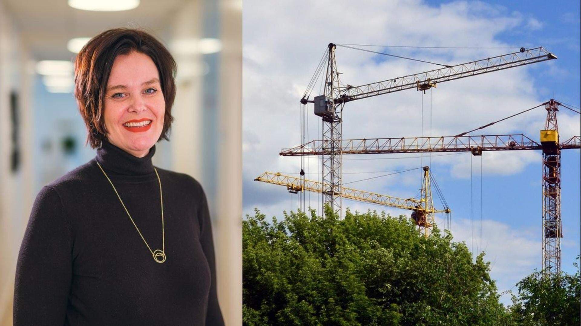 collage Ulrica och byggkran