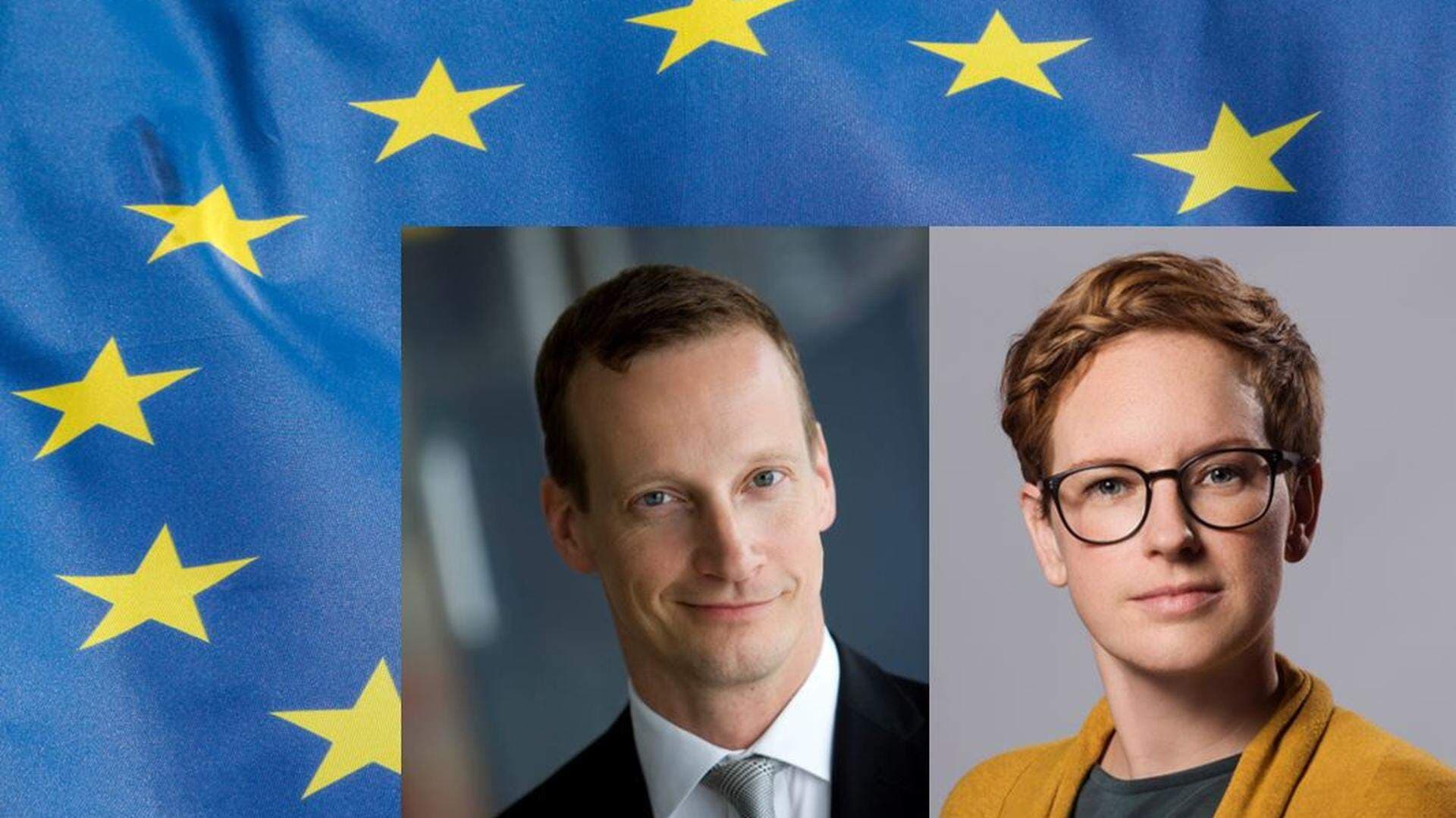 Inför EU val flagga och två foto