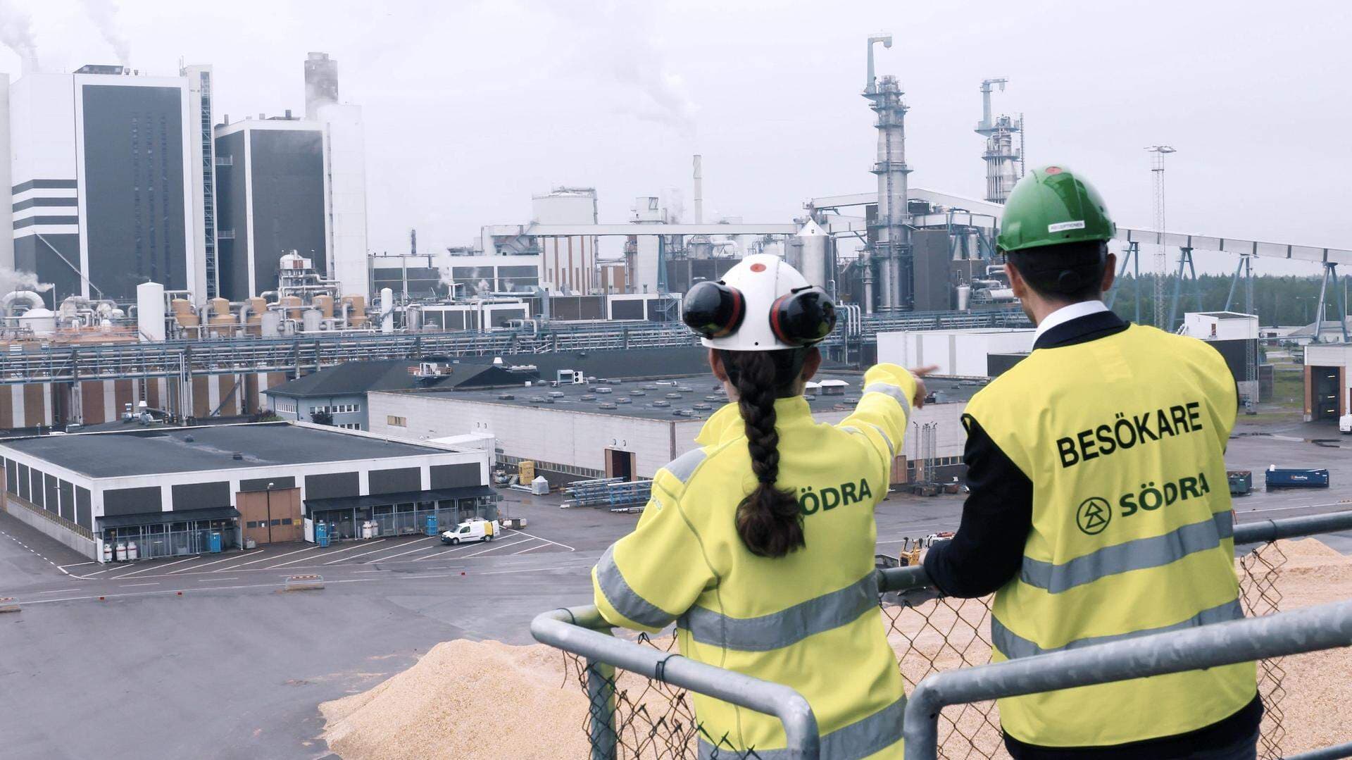 Ryggen på två personer och vy över södra Cell