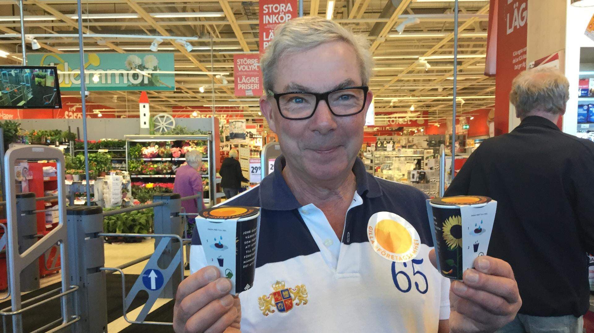 solros person i en affär