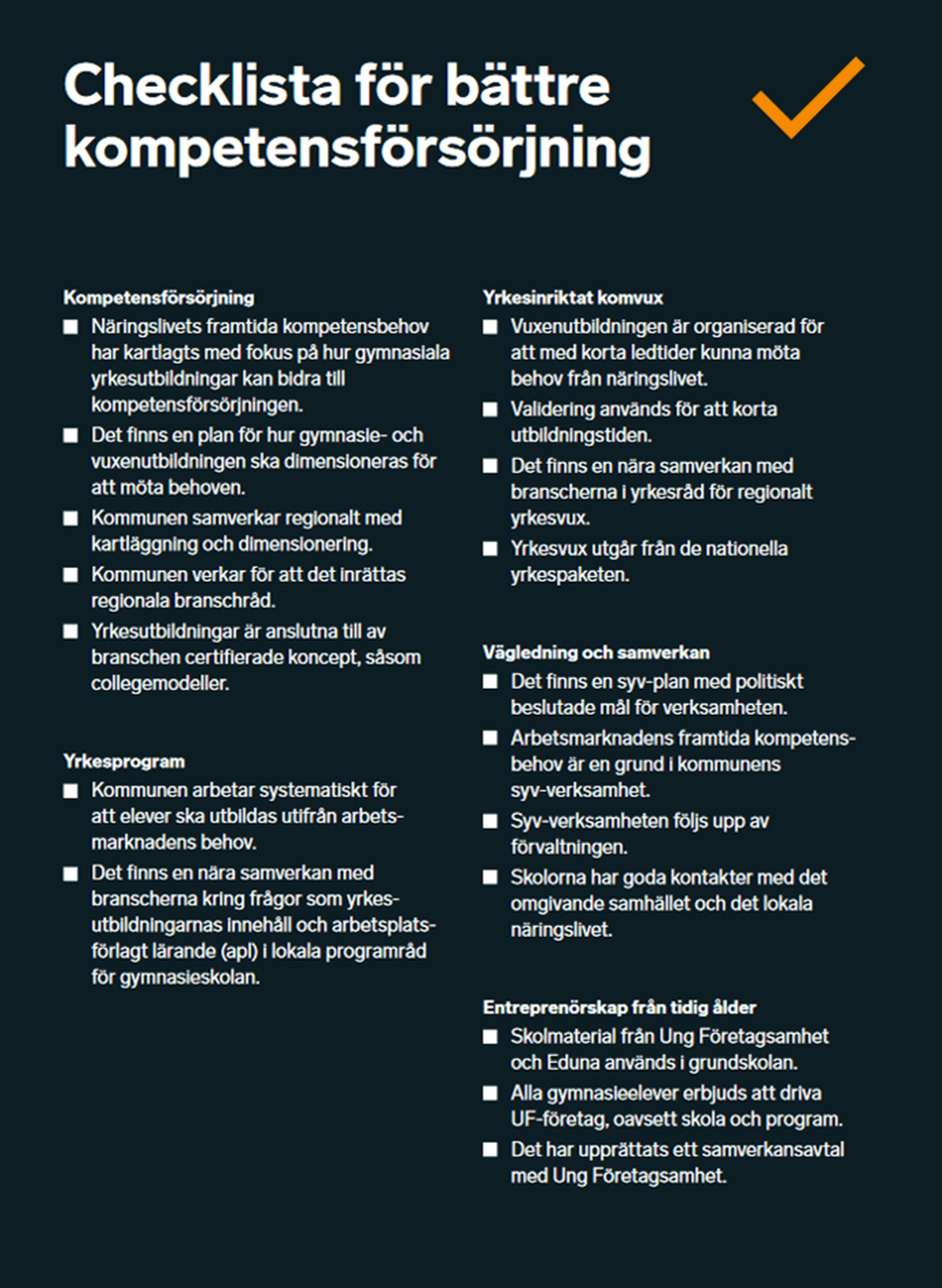 Checklista för bättre kompetensförsörjning
