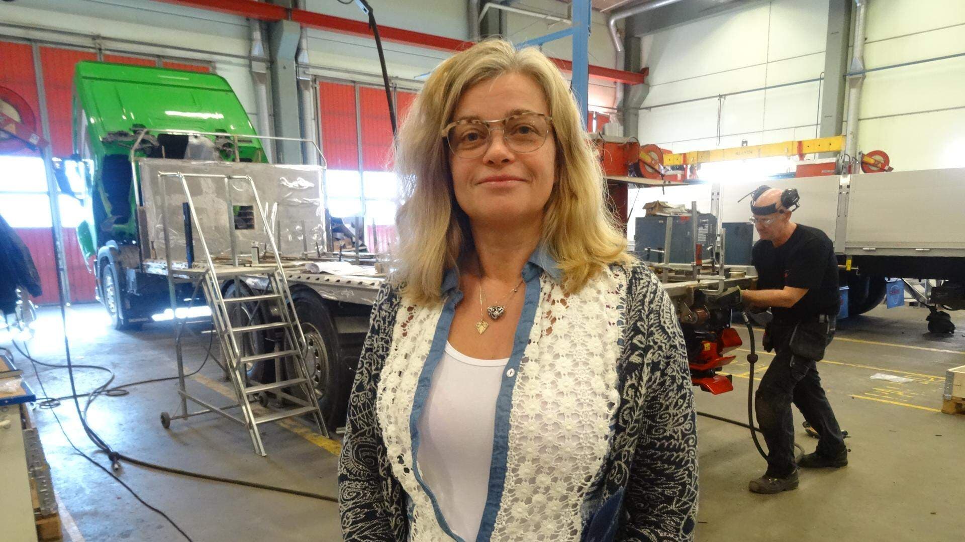 Monica Sundell i verkstadslokal på Gehab