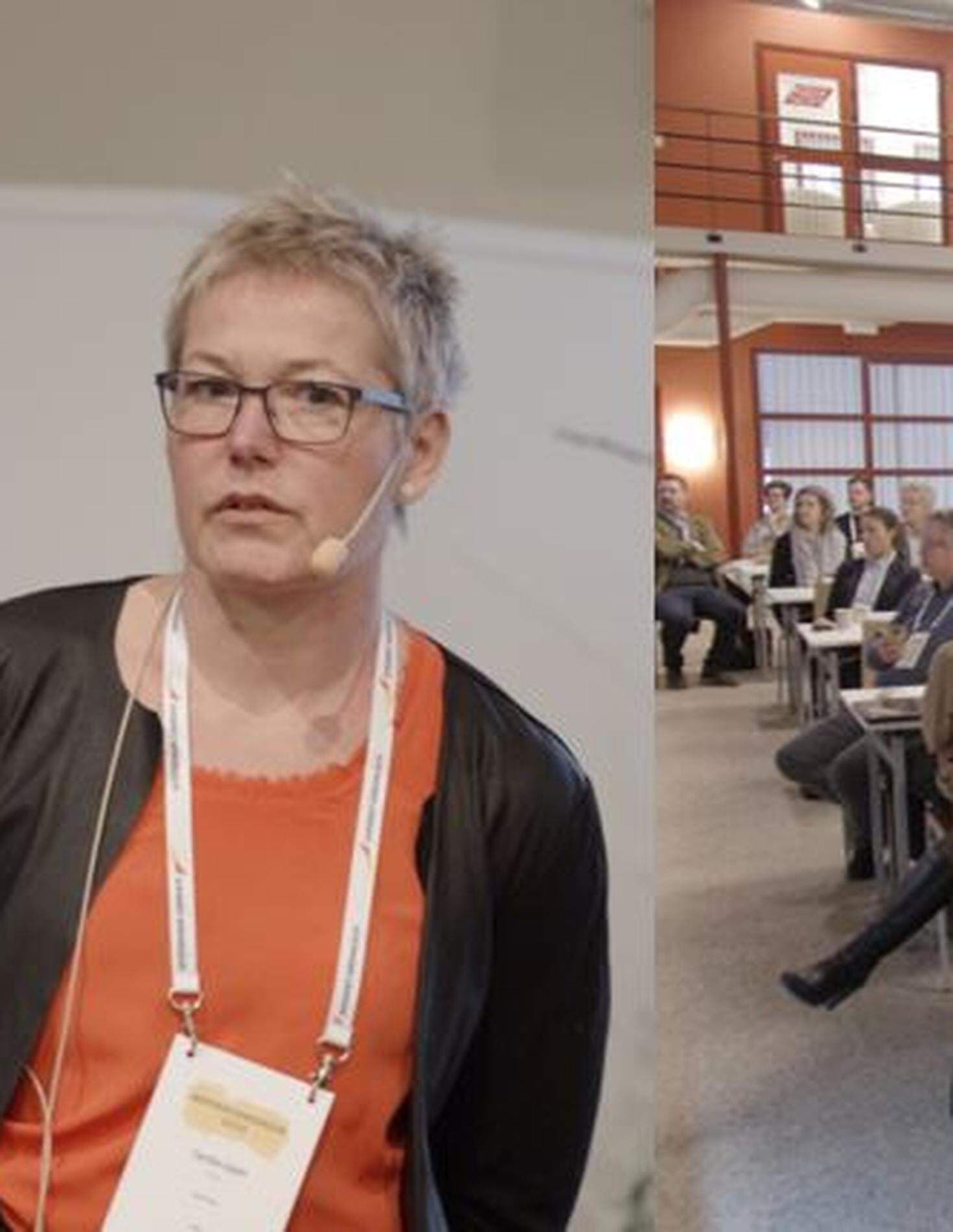 collage publik och föreläsare