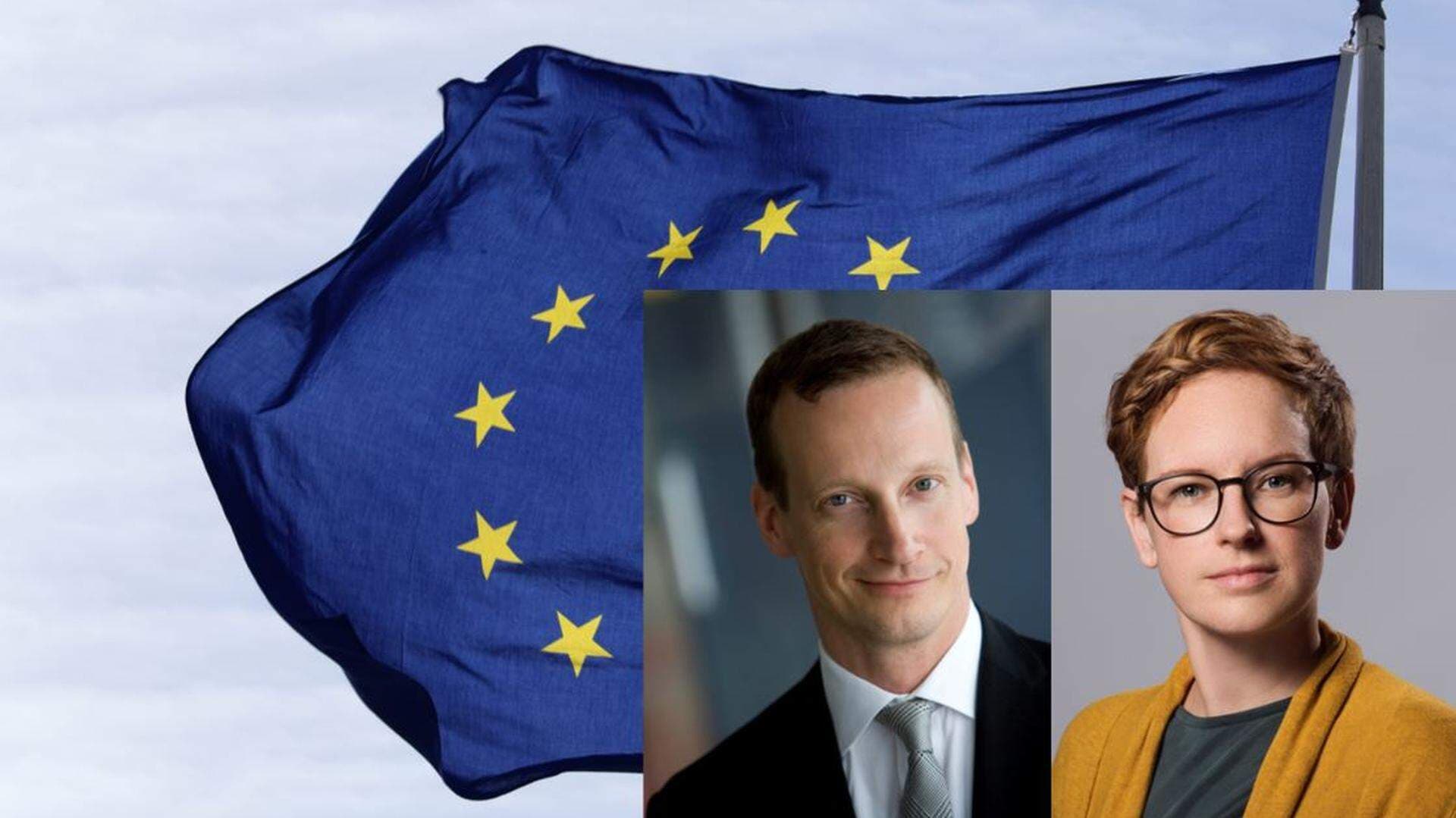 Inför EU val flagga och två foto