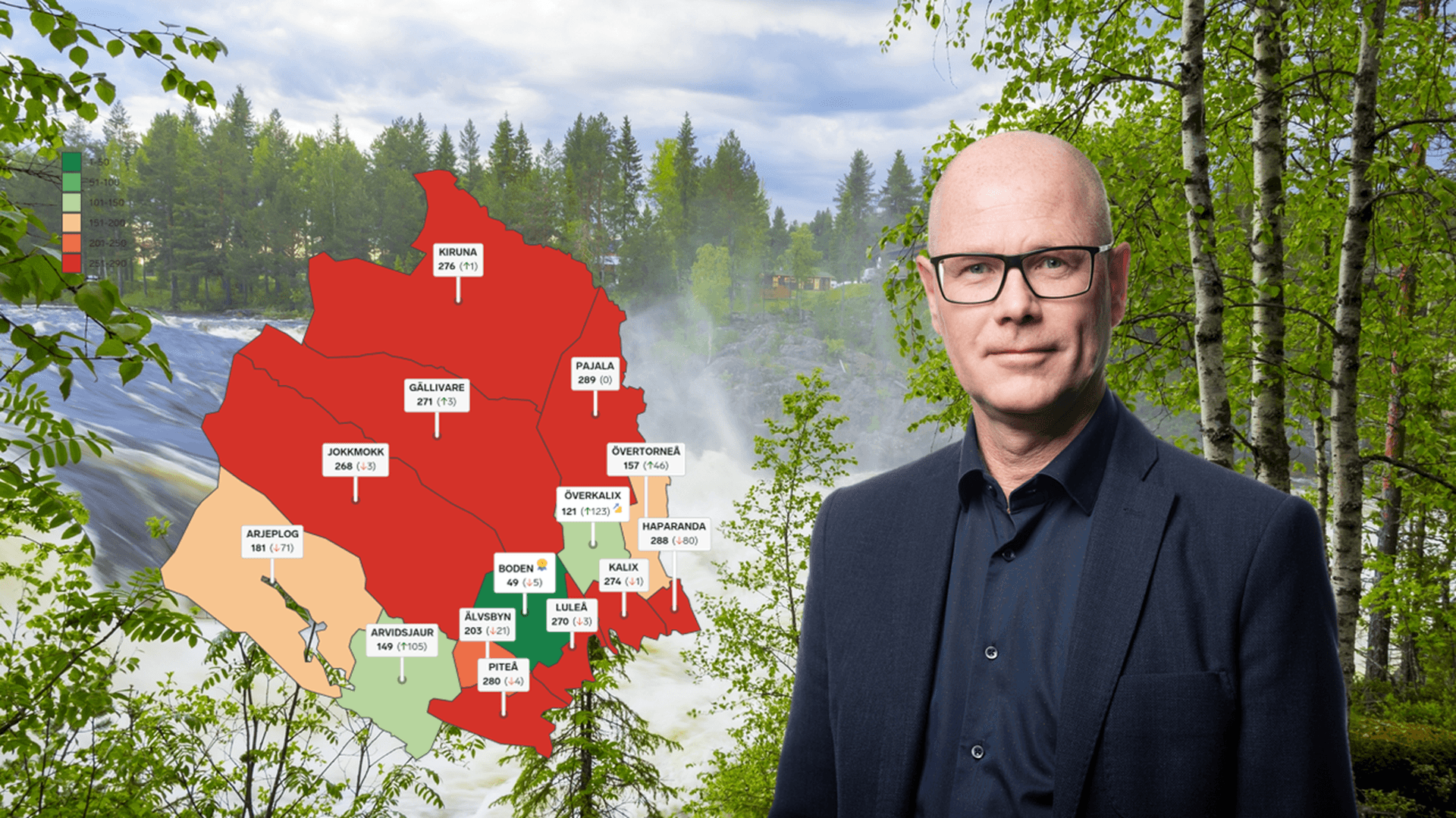 Naturbild i bakgrunden, i förgrunden rankingskarta och Hans Andersson
