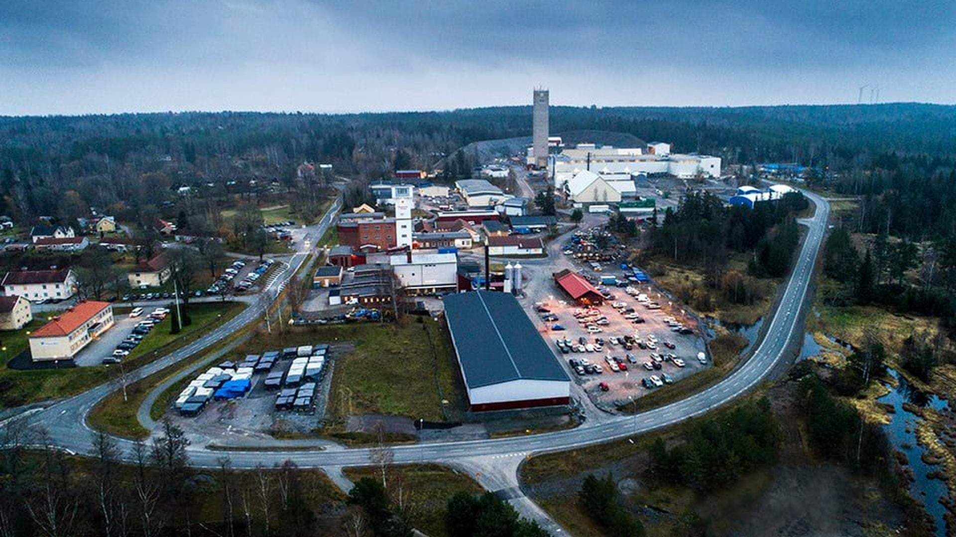 Flygfoto över Zinkgruvan Mining