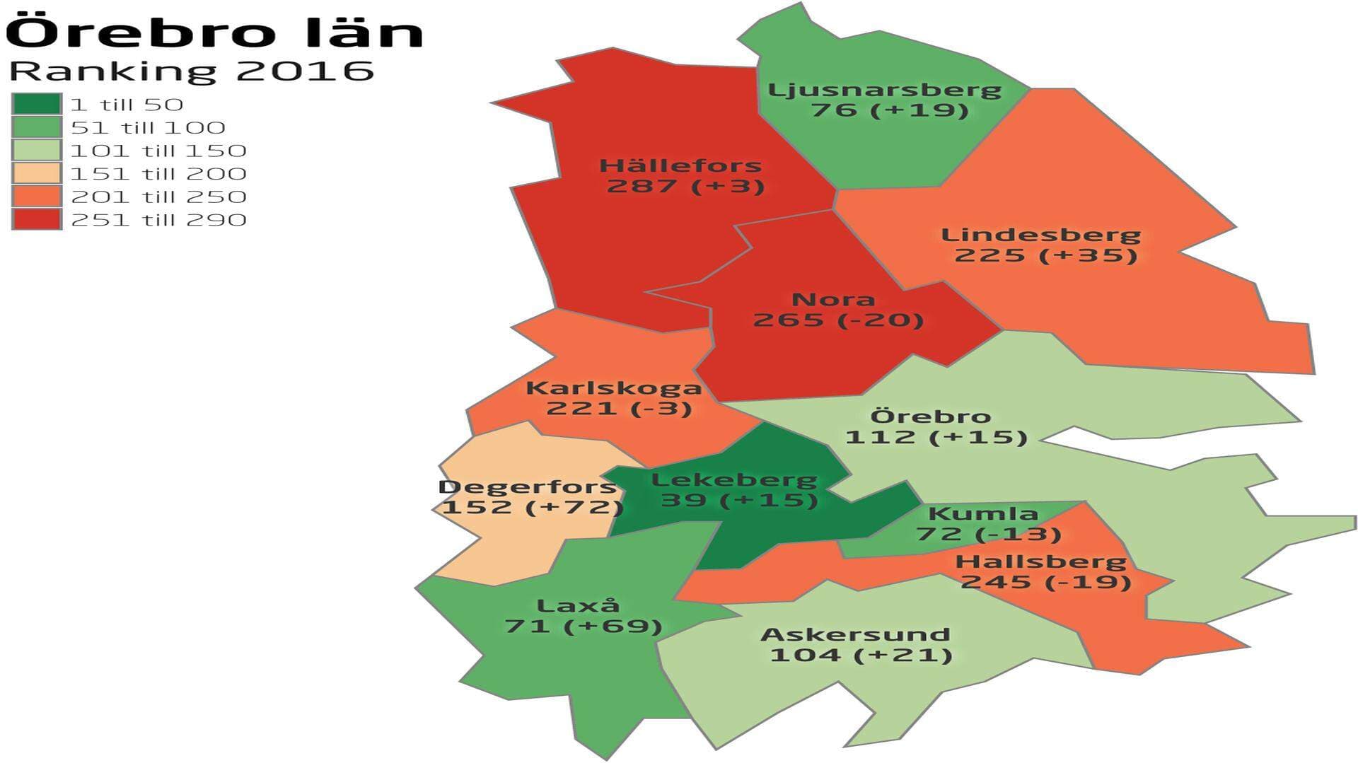 Karta rankingplaceringar Örebro län