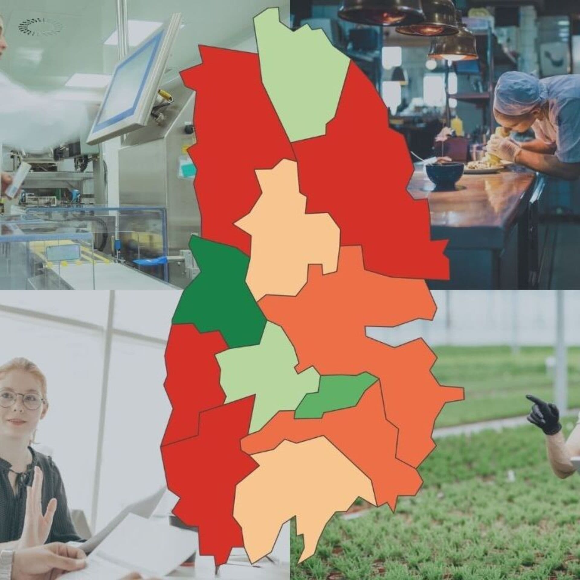 Bildkollage: Företagare och rankingkarta Örebro län