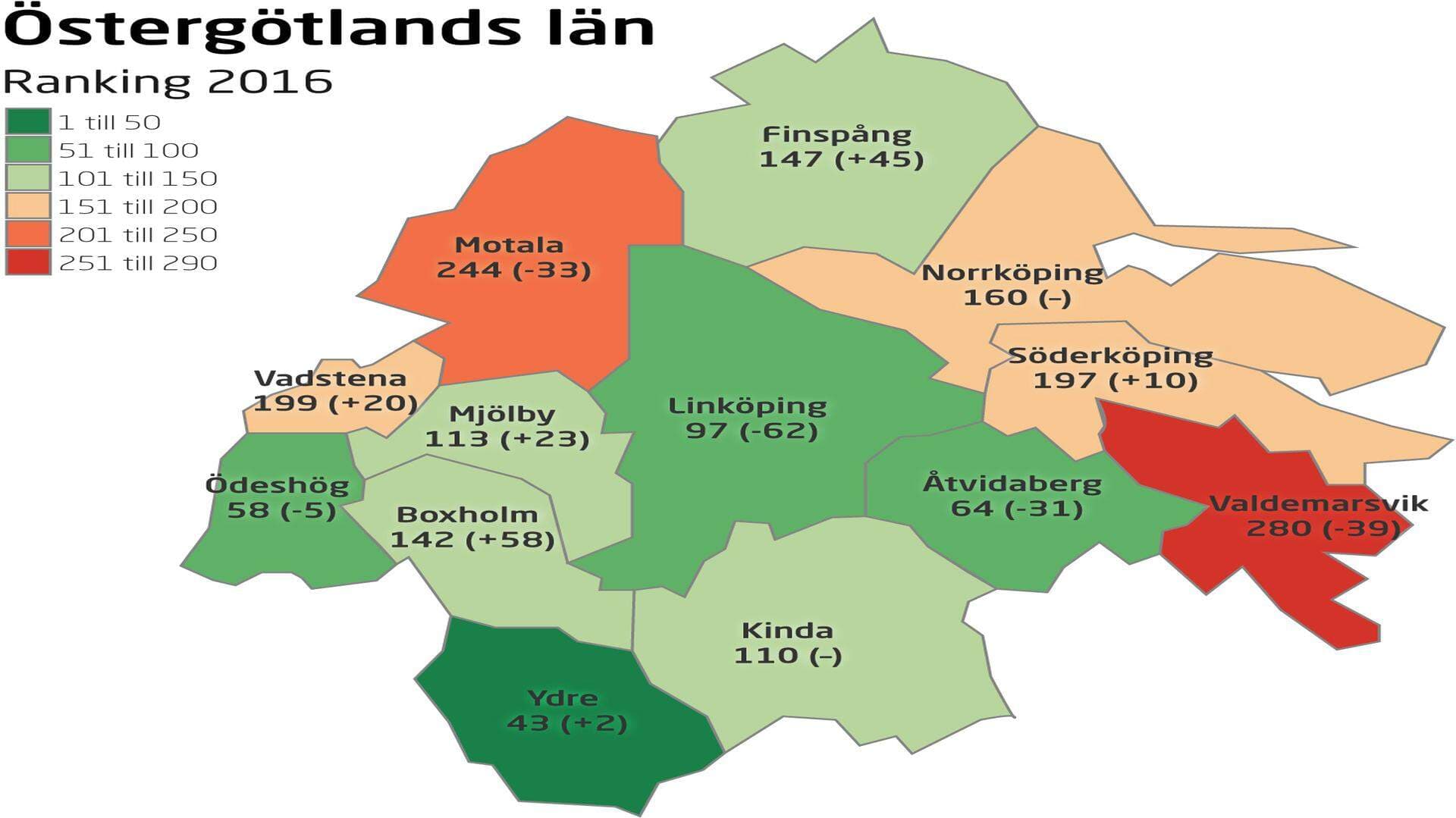 Karta ranking Östergötlands län
