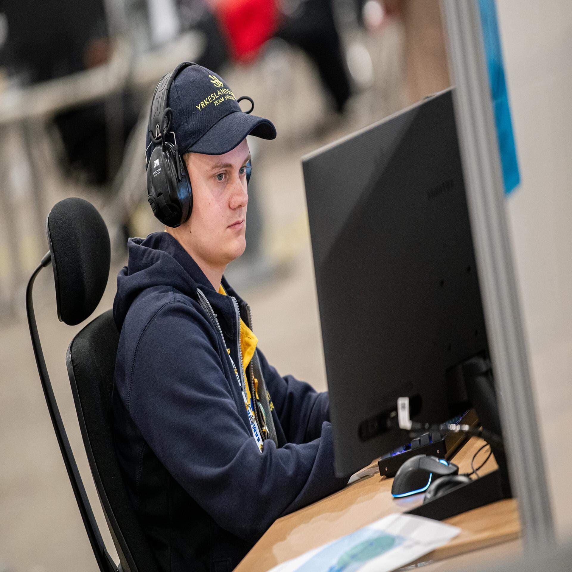 En fokuserad Rasmus under VM-tävlingen i Lyon.