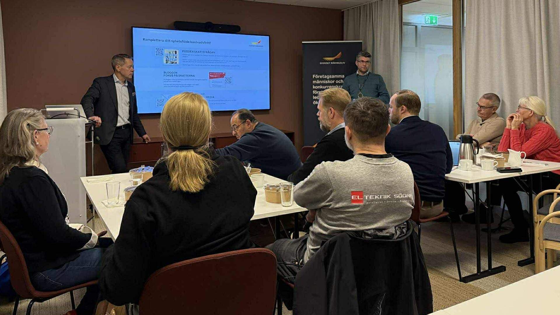 Johan Fall och Johan Dalén och deltagare vid seminarium