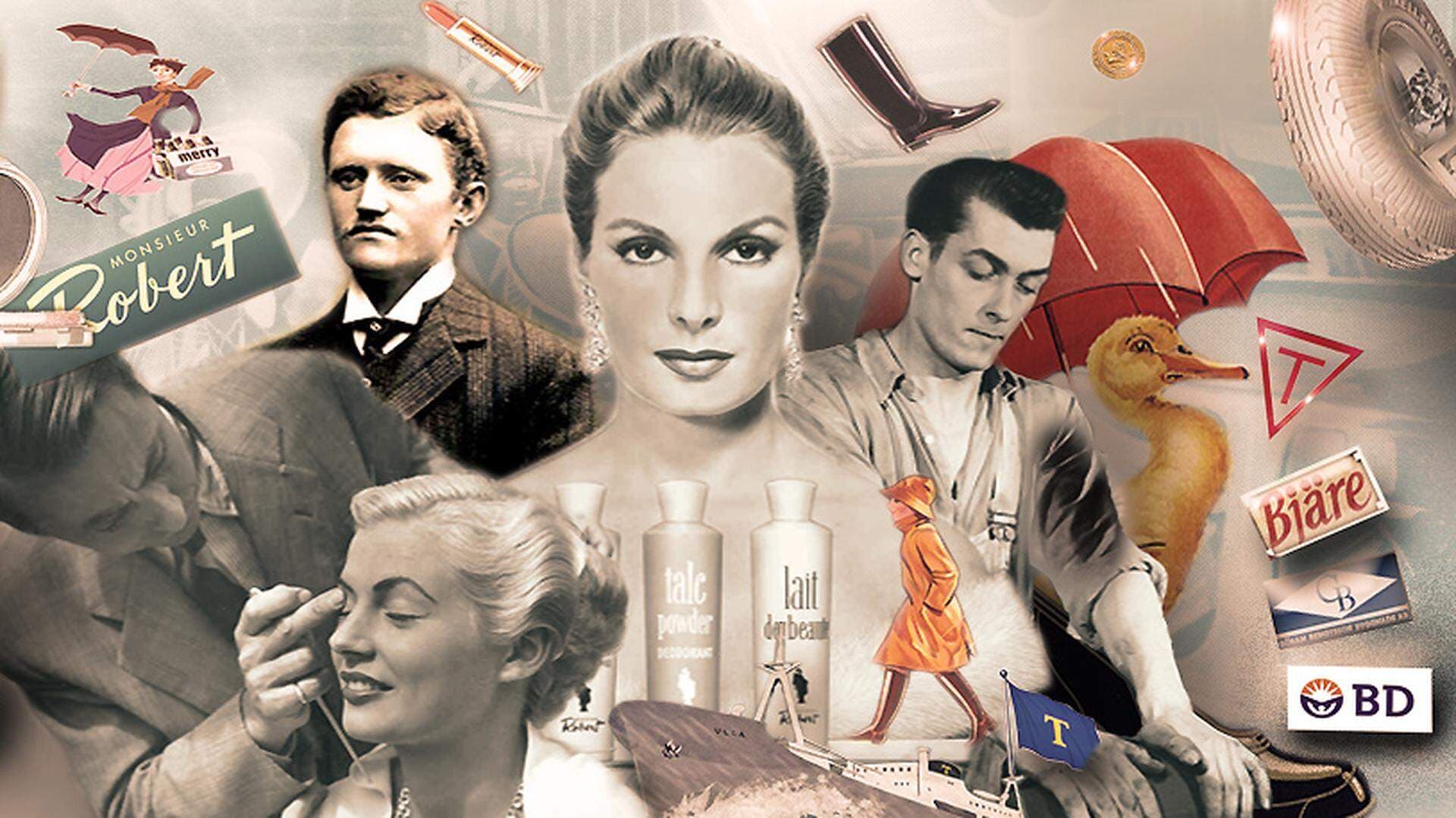 Olika loggor för produkter från förr