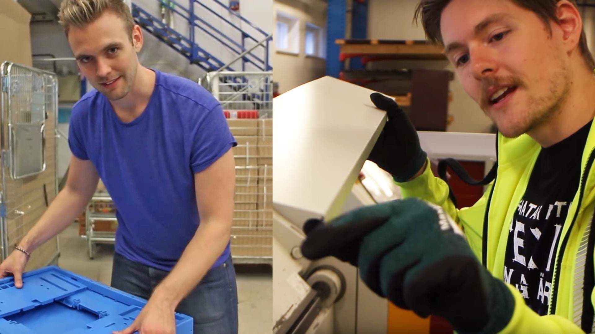 Tim och Danny testar lagerarbetare och plåtslagare.