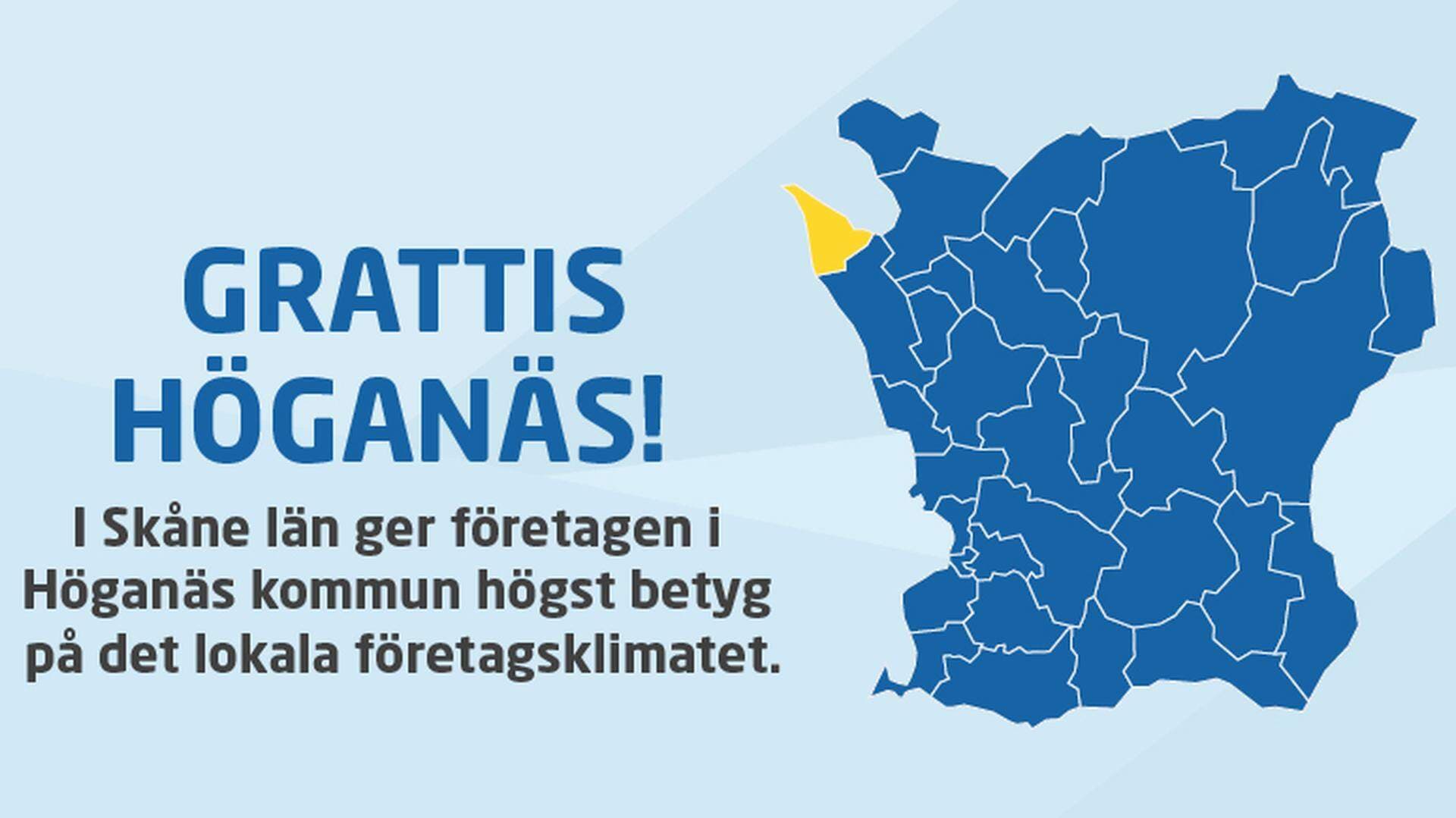 Karta över Skåne med Höganäs gulmarkerat