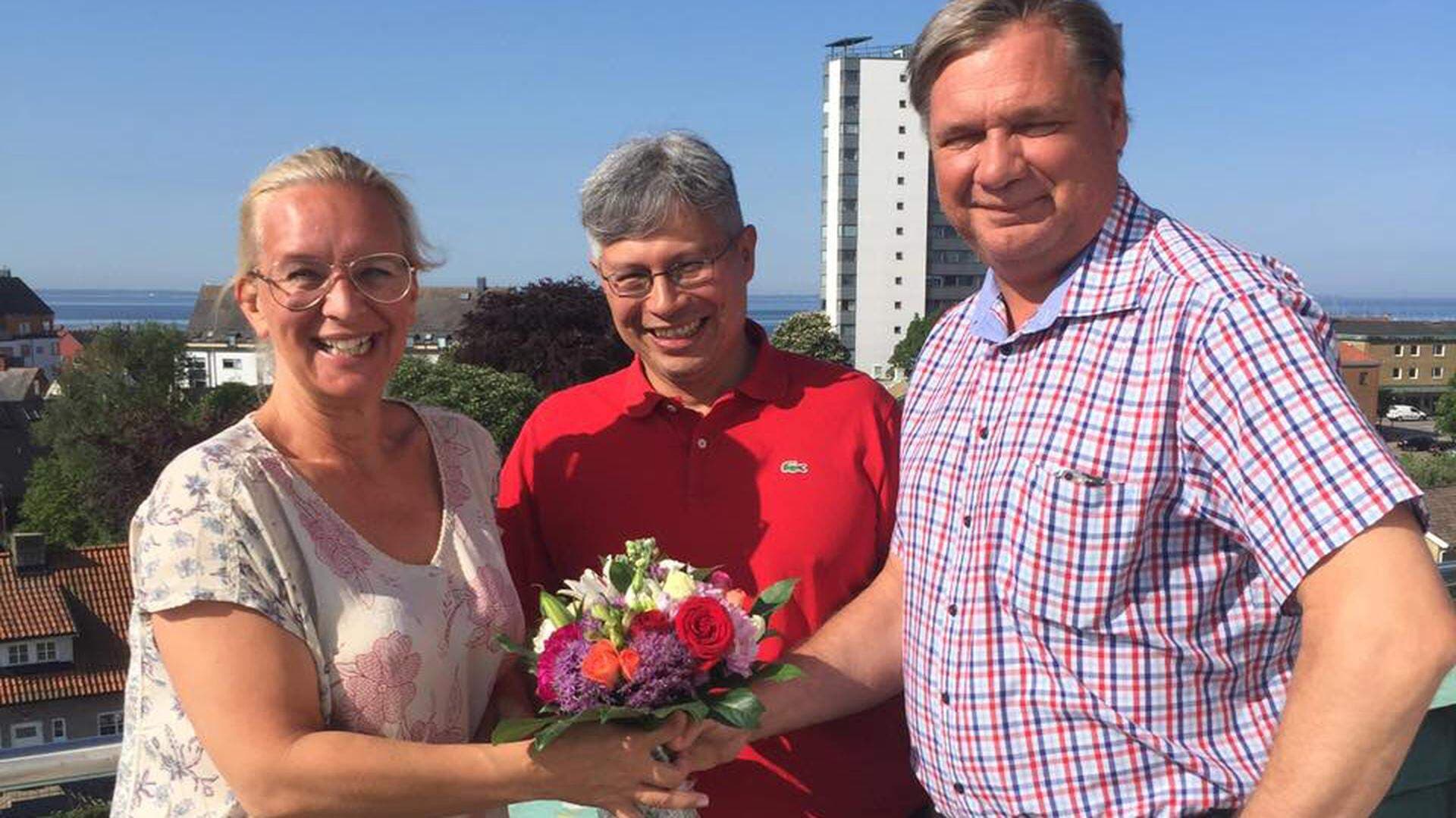 Höganäs näringslivschef Åsa Peyron Lundqvist, kommunchef Herman Crispin och kommunstyrelsens ordförande Peter Kovacs.