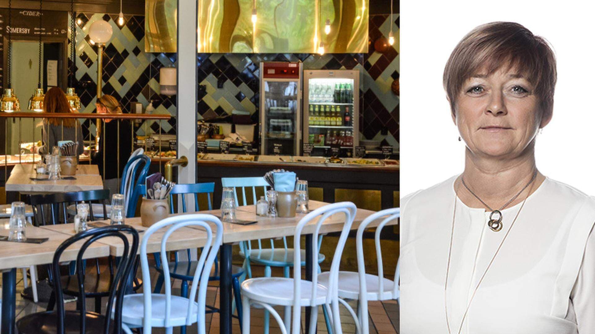 Carina Centrén i kollage med tomt café