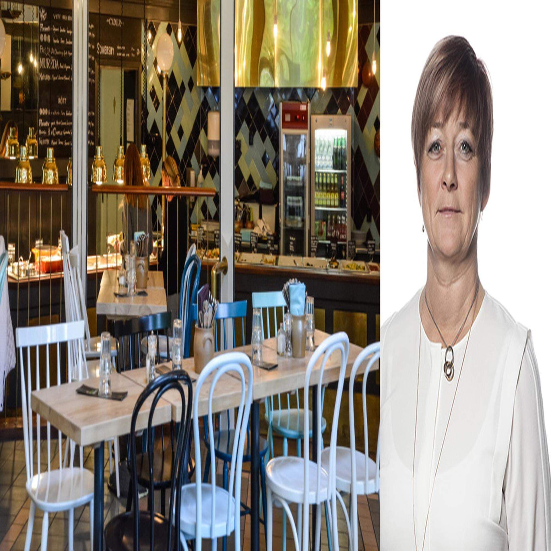 Carina Centrén i kollage med tomt café