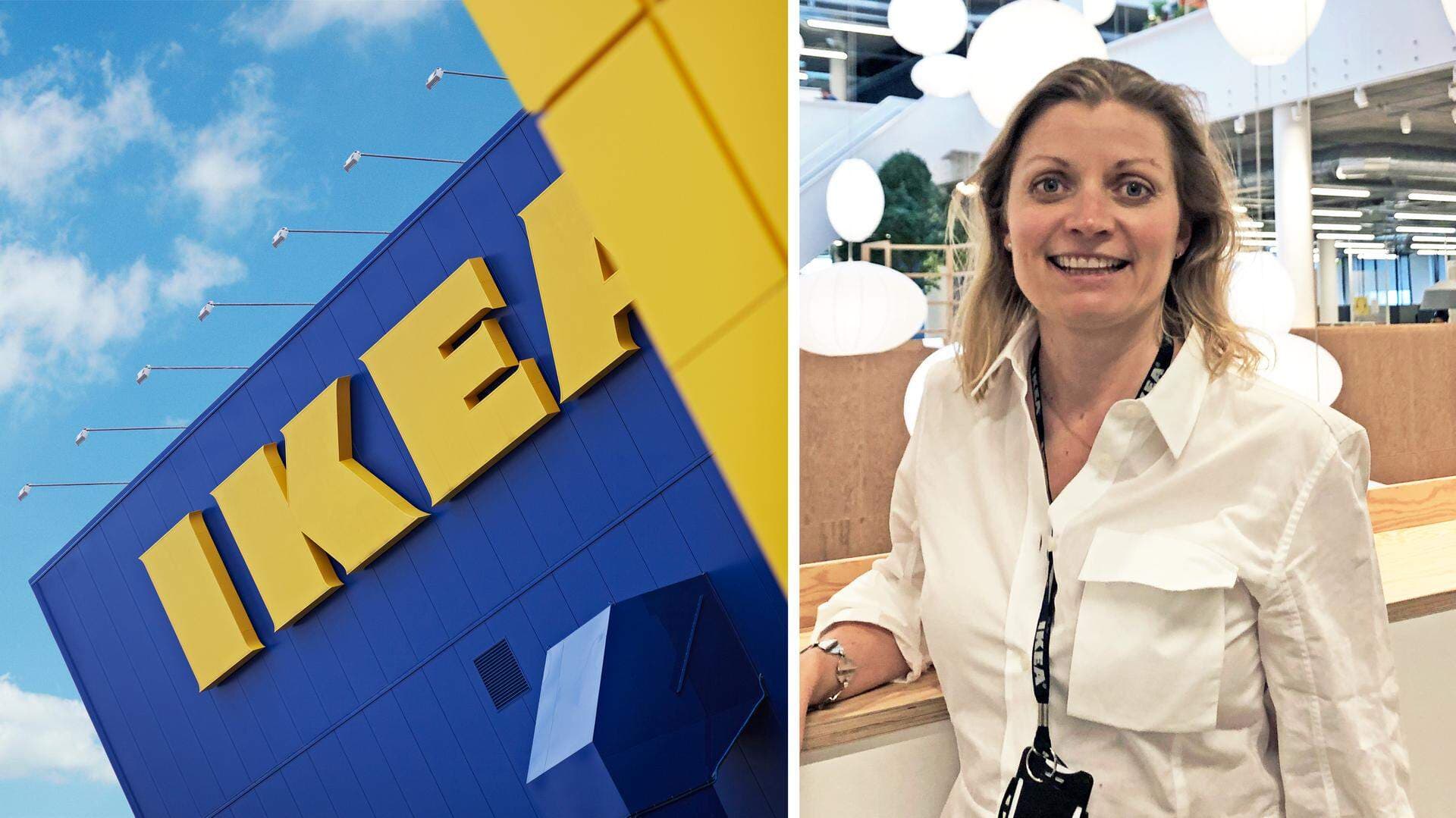 Kollage fasad ikeavaruhus samt Sara Paulsson