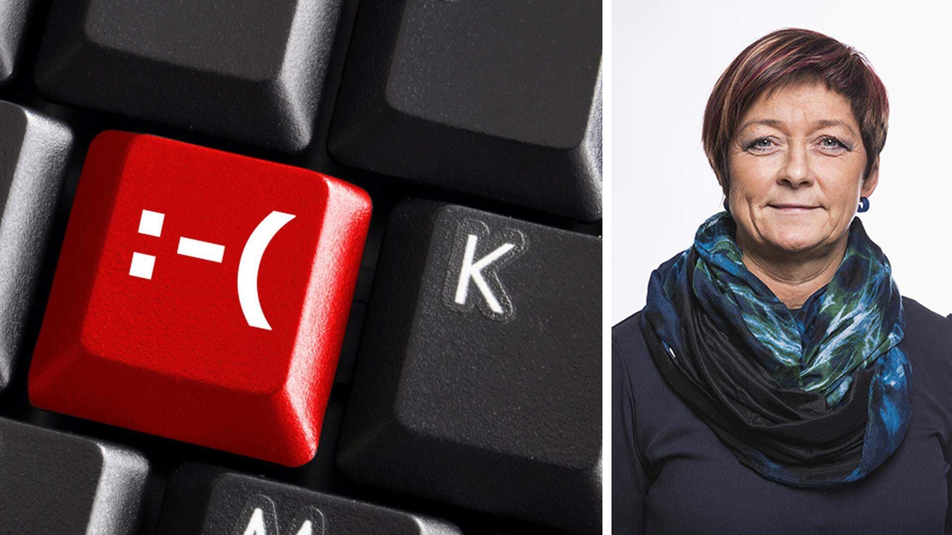 tangentbord med ledsen smilie samt Carina Centrén